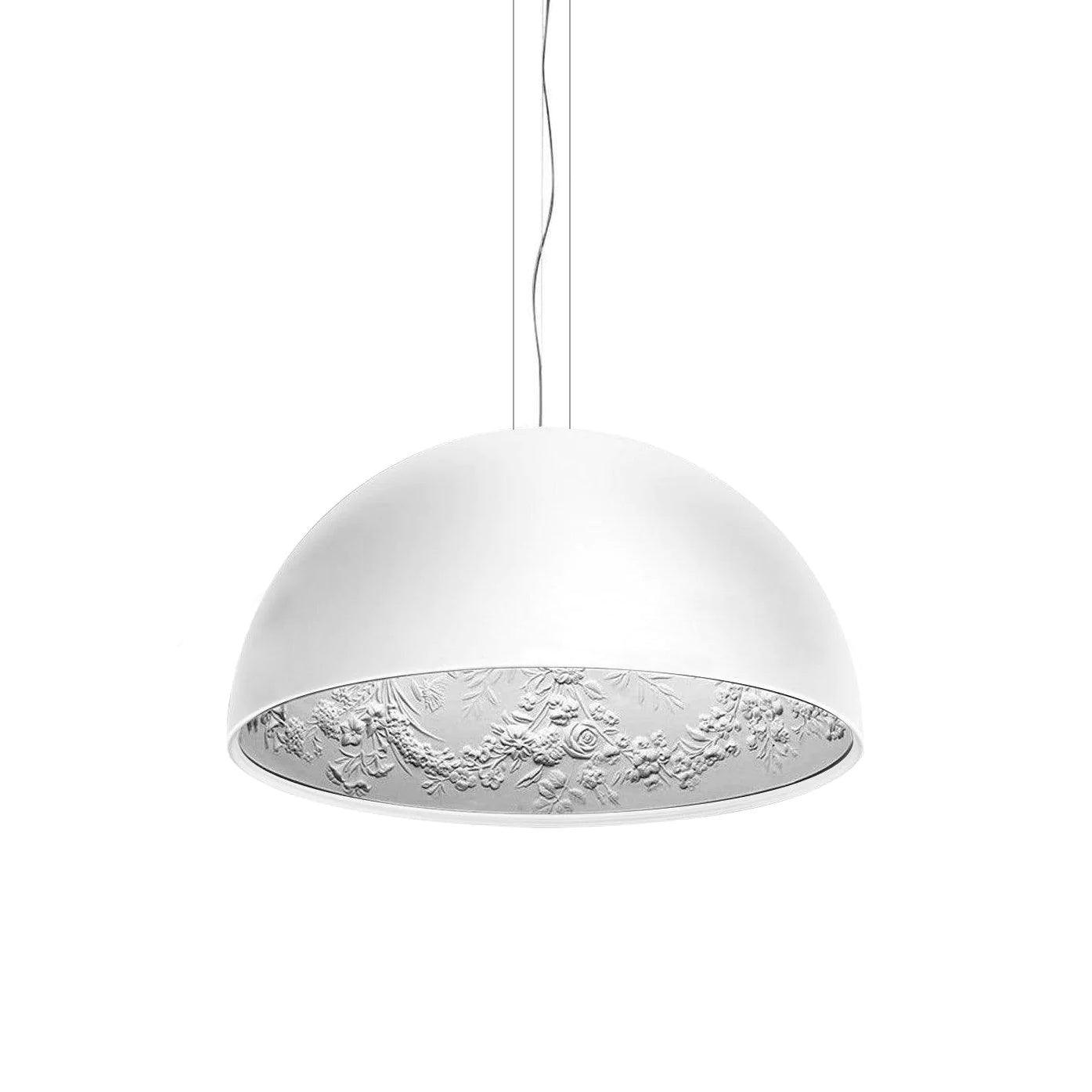 Pendant Lamp Black Dome with Embossed Plaster Interior Elegant - Letslighting