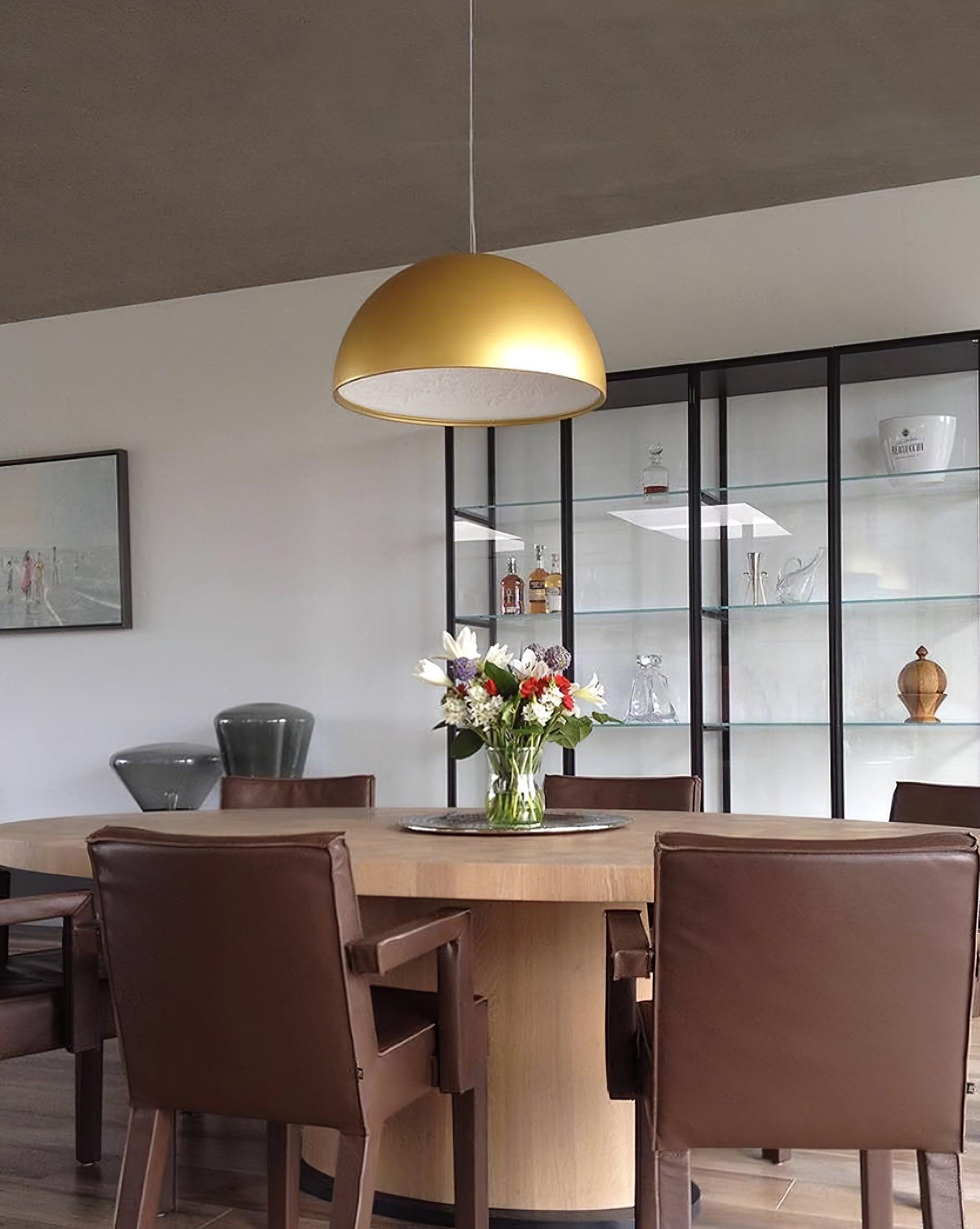 Pendant Lamp Black Dome with Embossed Plaster Interior Elegant - Letslighting