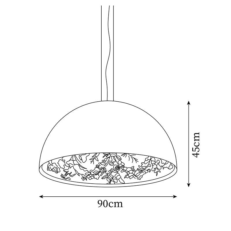 Pendant Lamp Black Dome with Embossed Plaster Interior Elegant - Letslighting