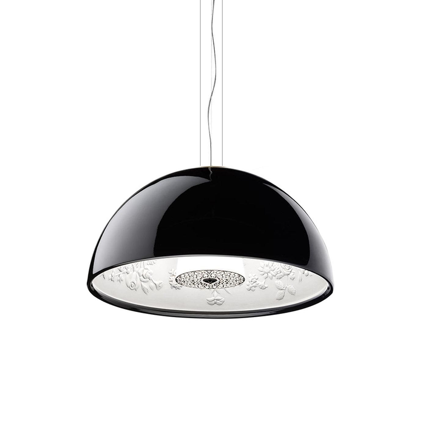 Pendant Lamp Black Dome with Embossed Plaster Interior Elegant - Letslighting
