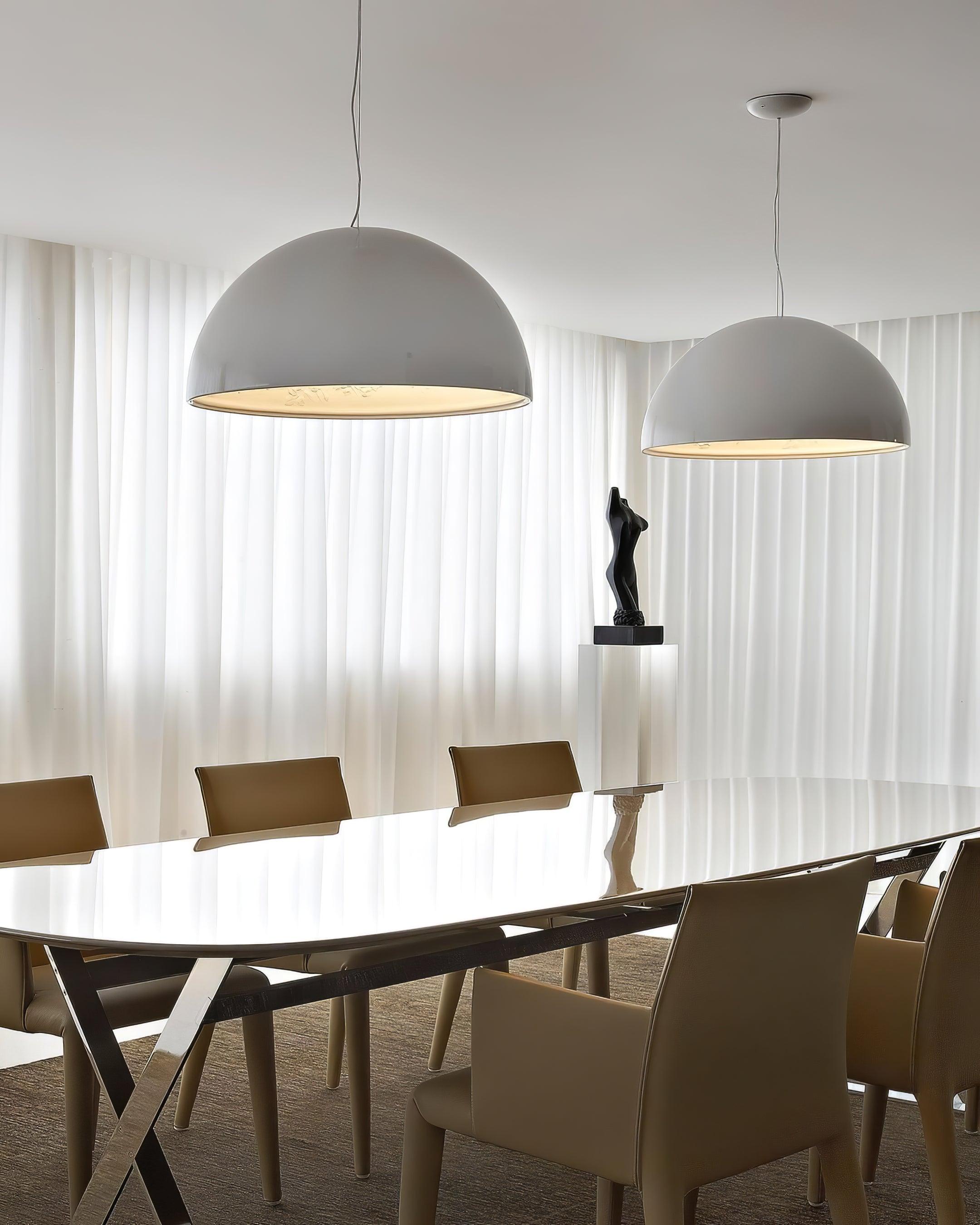 Pendant Lamp Black Dome with Embossed Plaster Interior Elegant - Letslighting