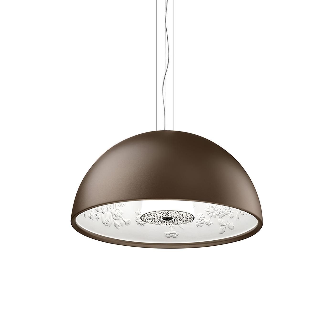 Pendant Lamp Black Dome with Embossed Plaster Interior Elegant - Letslighting