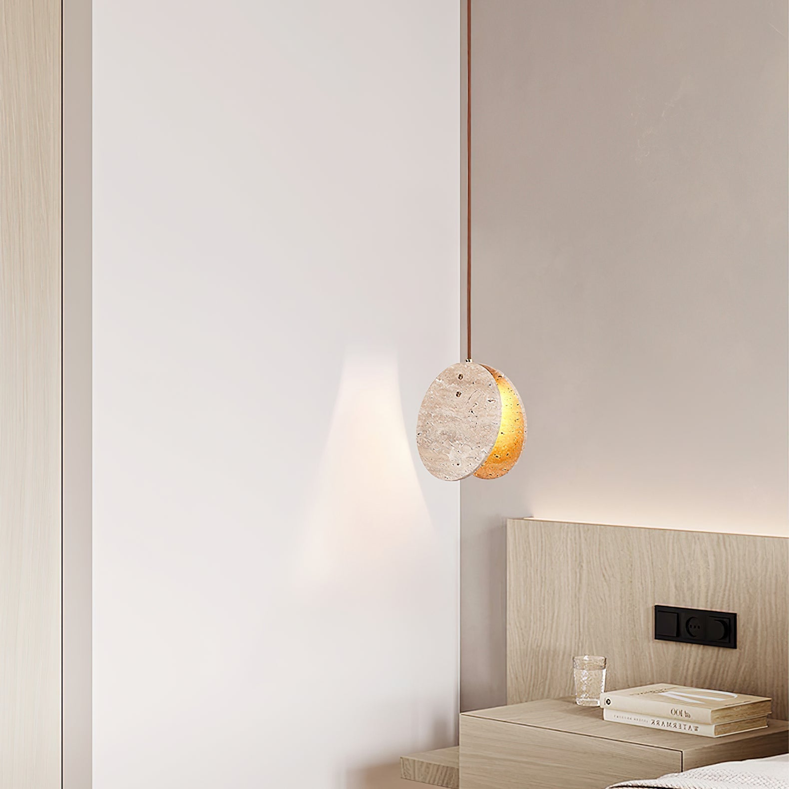 Lunarae Crescent Travertine Pendant Light - Neutralighting
