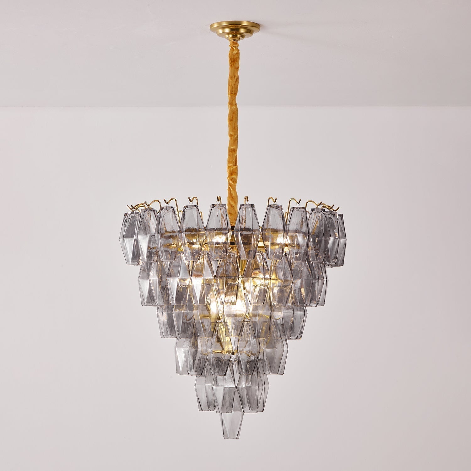 Aurora Chandelier Smoke Gray Inverted Crystal Prism - Neutralighting