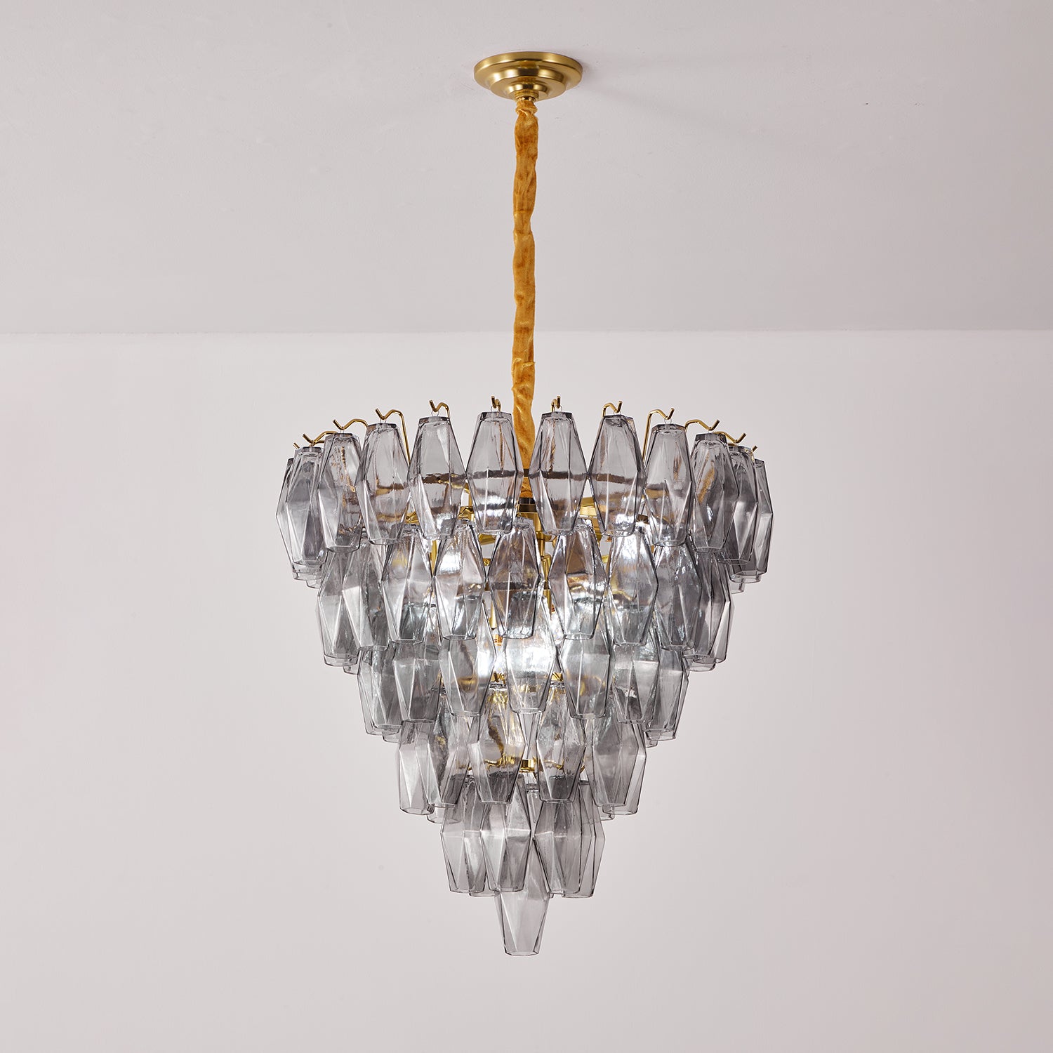 Aurora Chandelier Smoke Gray Inverted Crystal Prism - Neutralighting