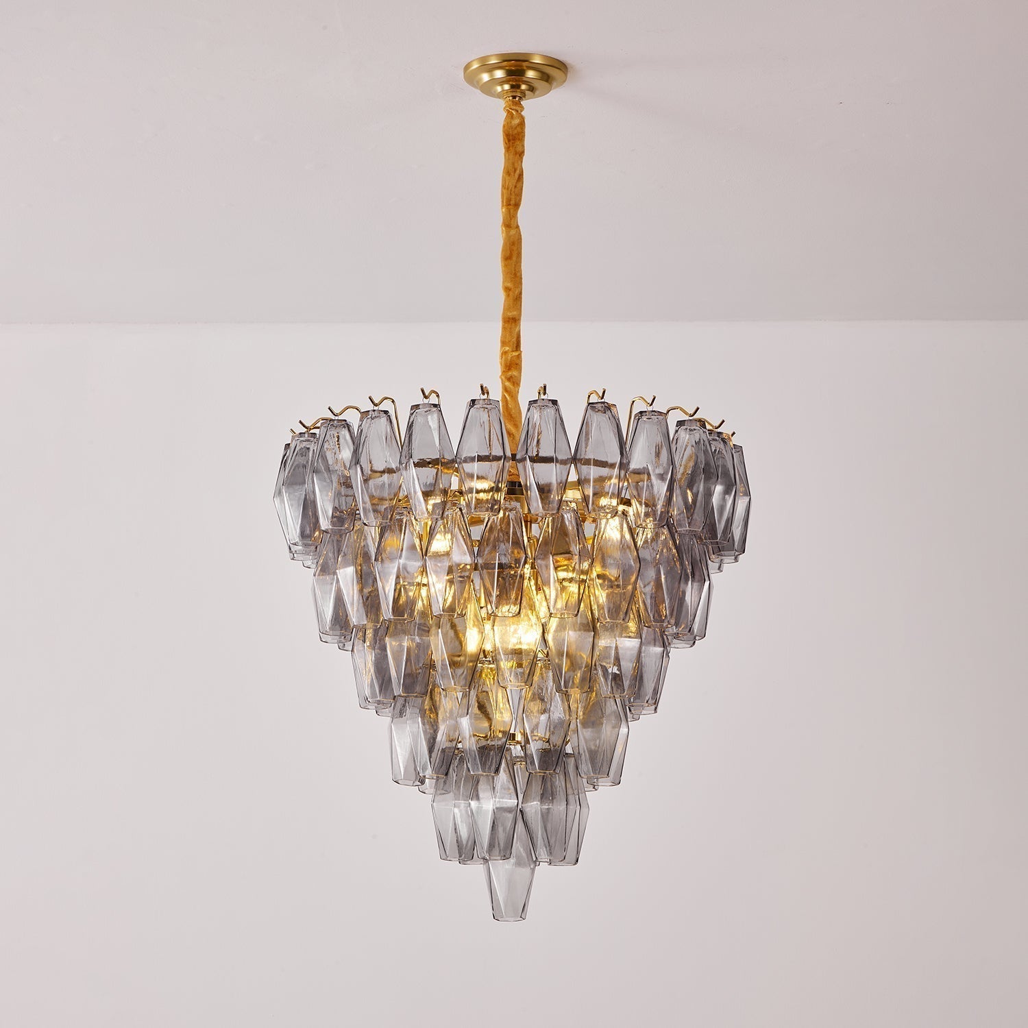 Aurora Chandelier Smoke Gray Inverted Crystal Prism - Neutralighting