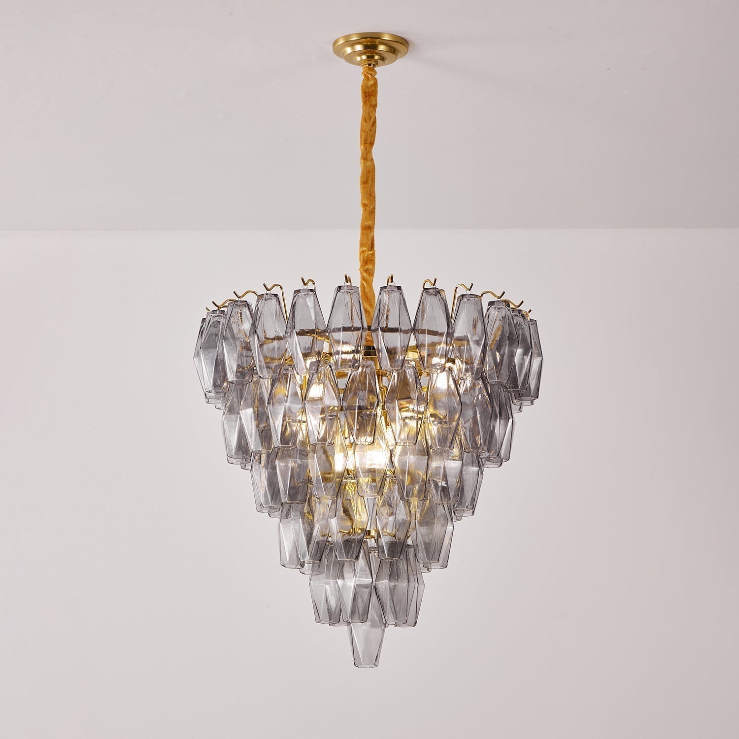 Aurora Chandelier Smoke Gray Inverted Crystal Prism - Neutralighting