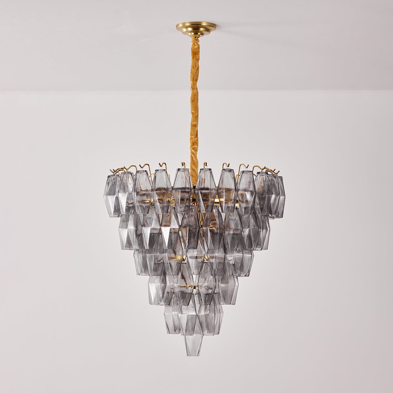 Aurora Chandelier Smoke Gray Inverted Crystal Prism - Neutralighting