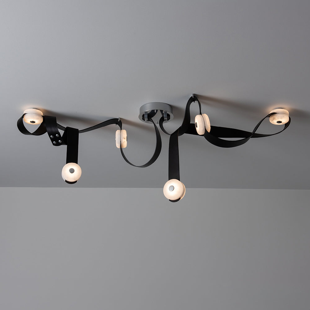 Elraearis Modern Minimalist LED Leather Alabaster Chandelier - Letslighting