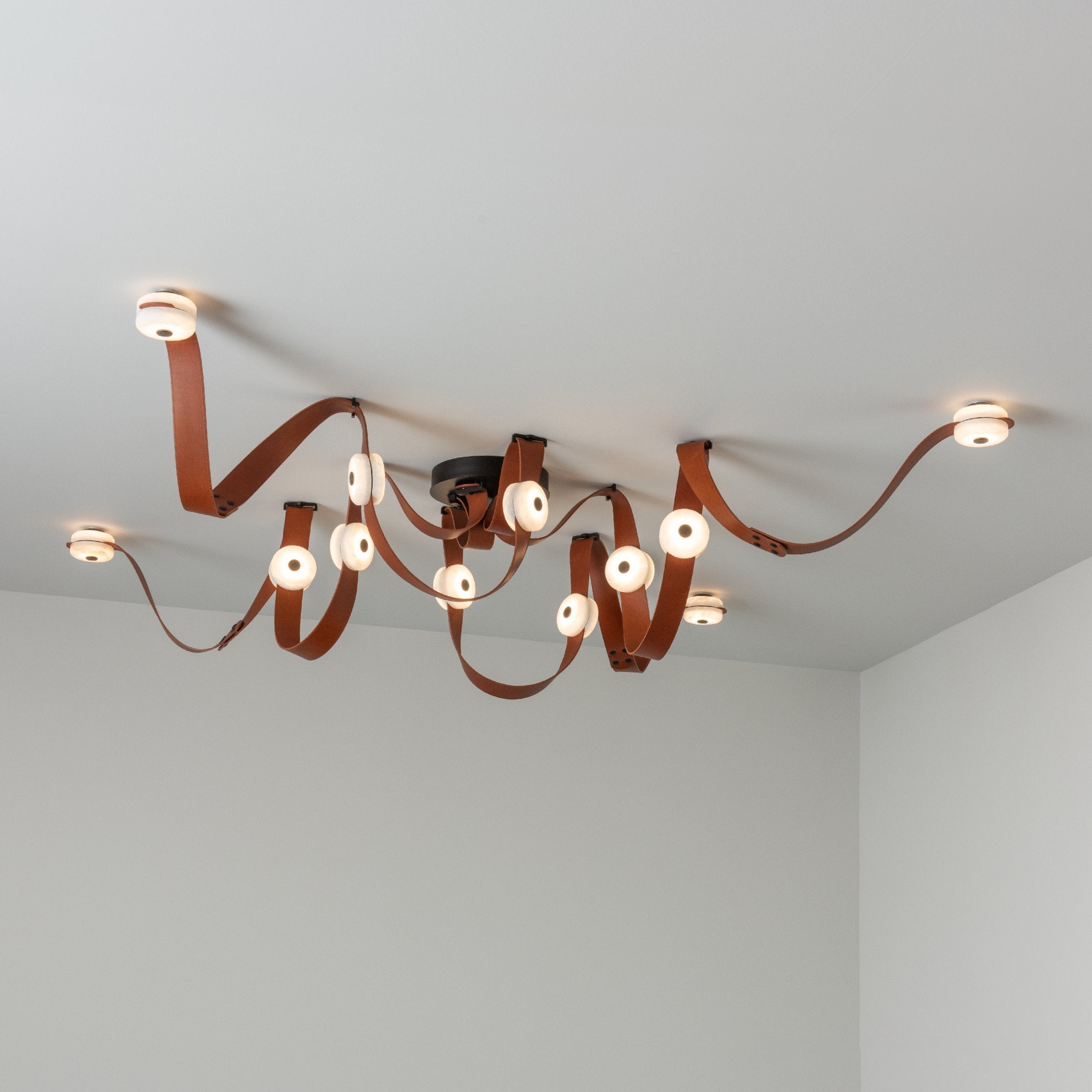Elraearis Modern Minimalist LED Leather Alabaster Chandelier - Letslighting