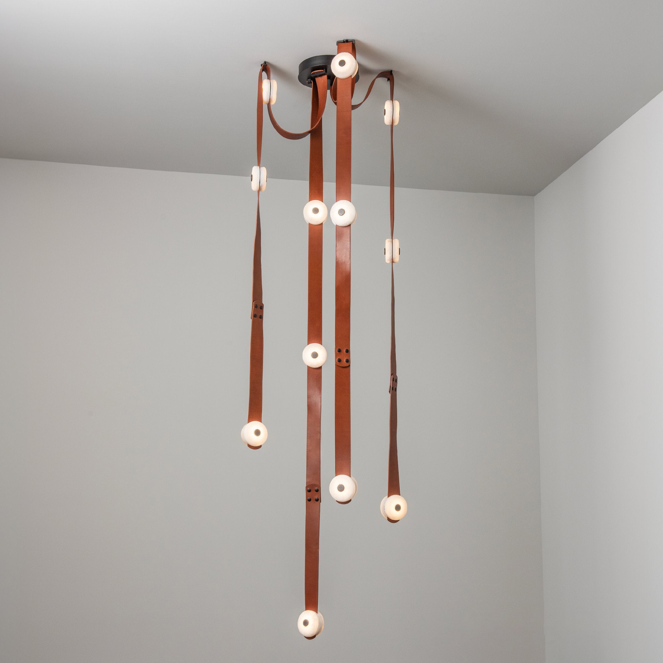 Elraearis Modern Minimalist LED Leather Alabaster Chandelier - Letslighting