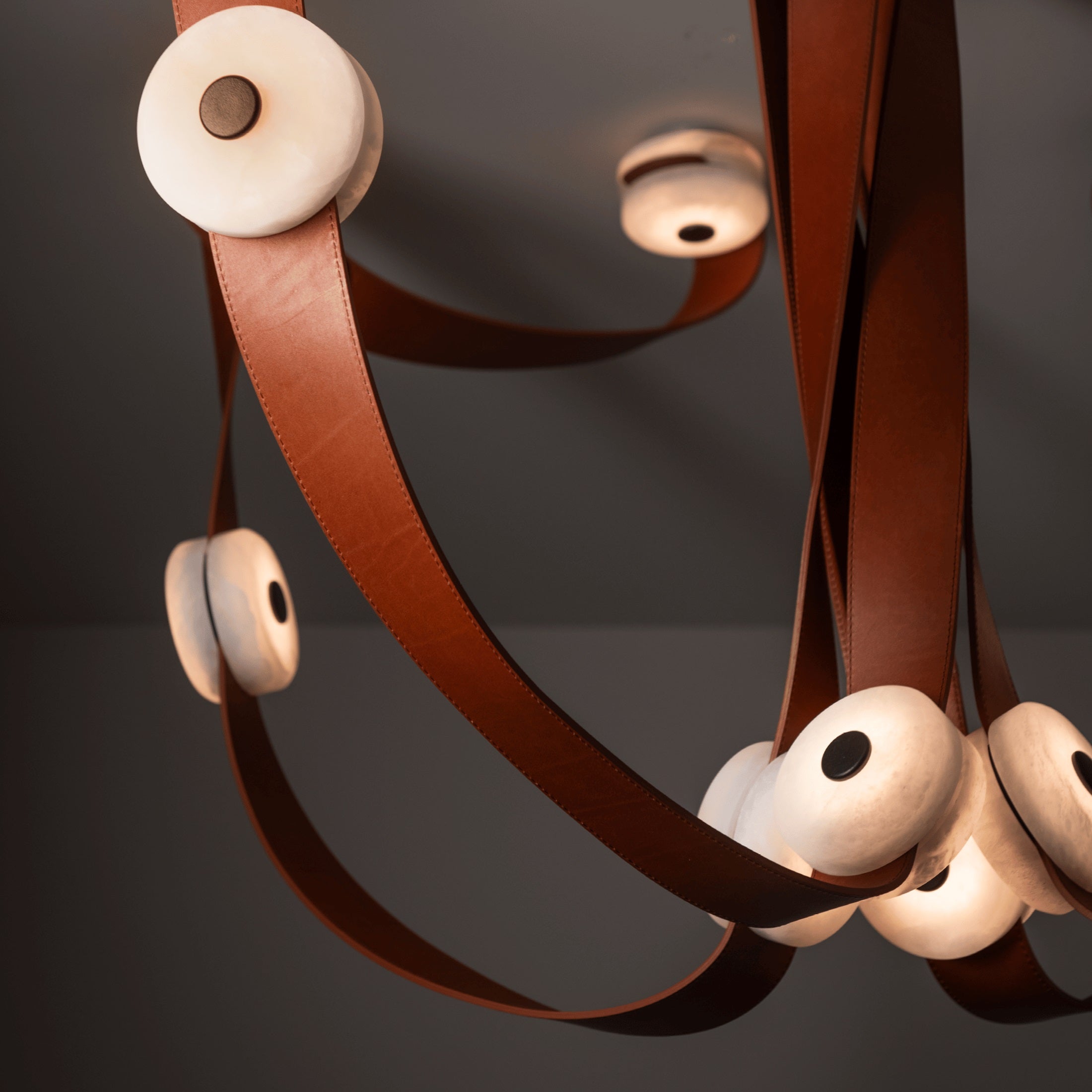 Elraearis Modern Minimalist LED Leather Alabaster Chandelier - Letslighting