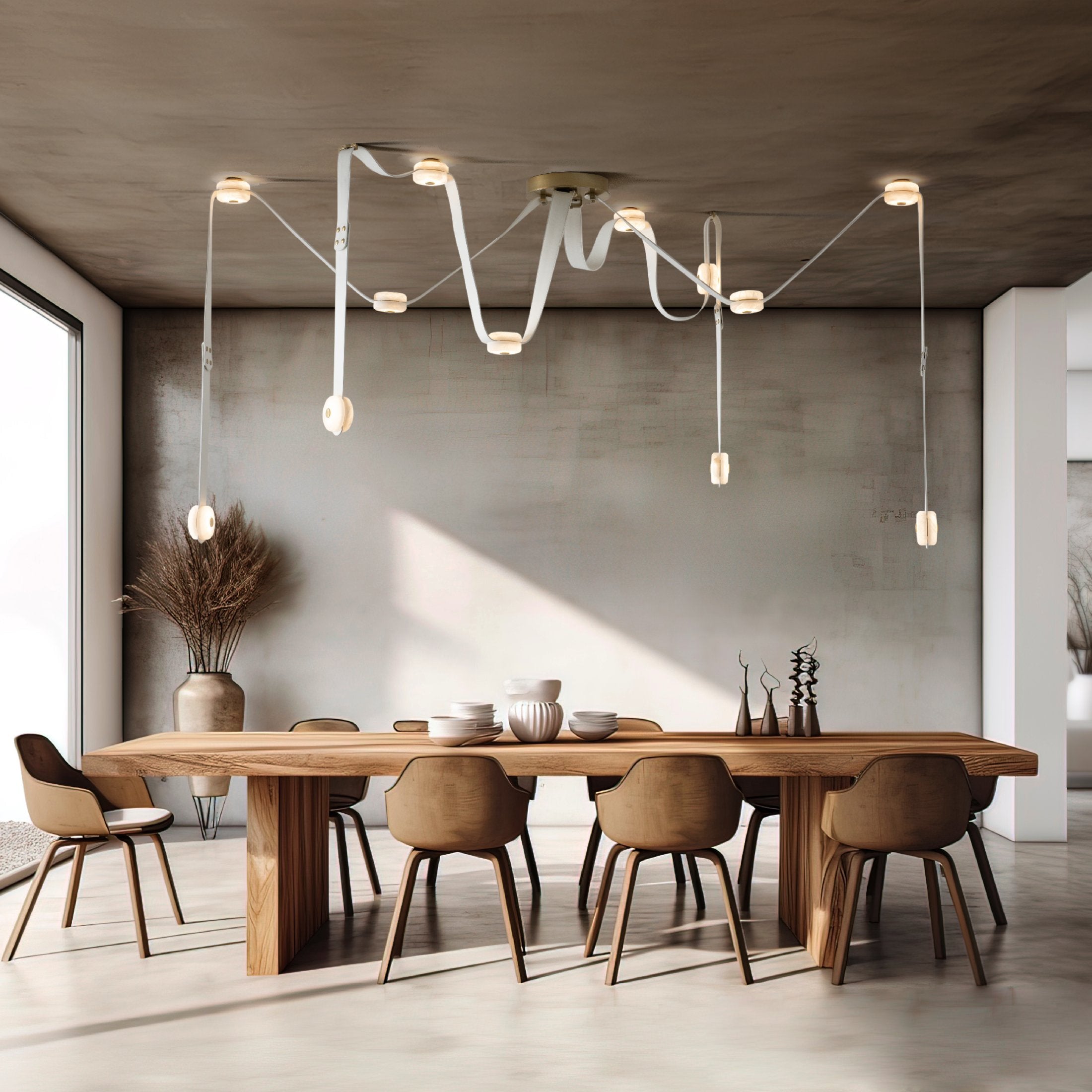 Elraearis Modern Minimalist LED Leather Alabaster Chandelier - Letslighting