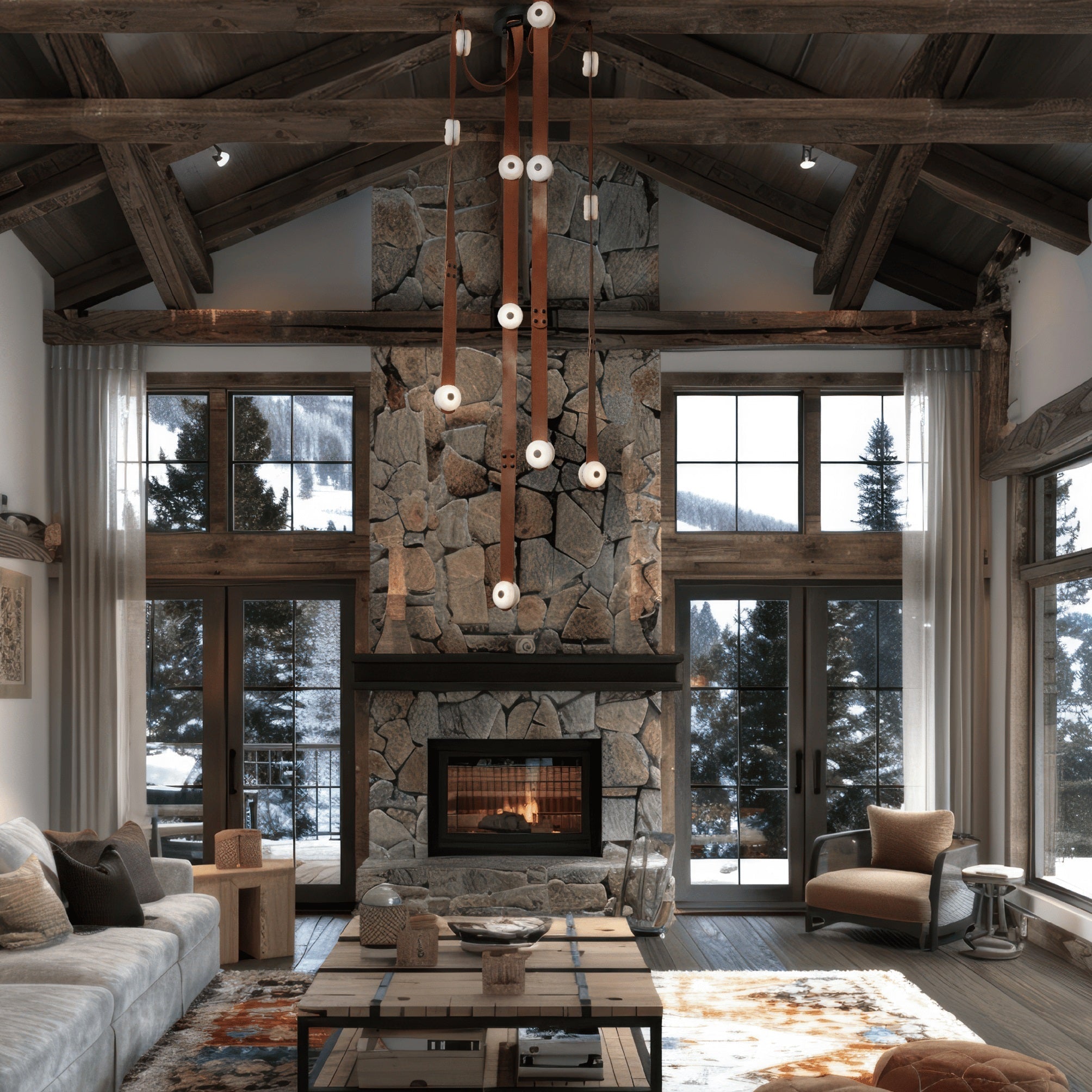 Elraearis Modern Minimalist LED Leather Alabaster Chandelier - Letslighting