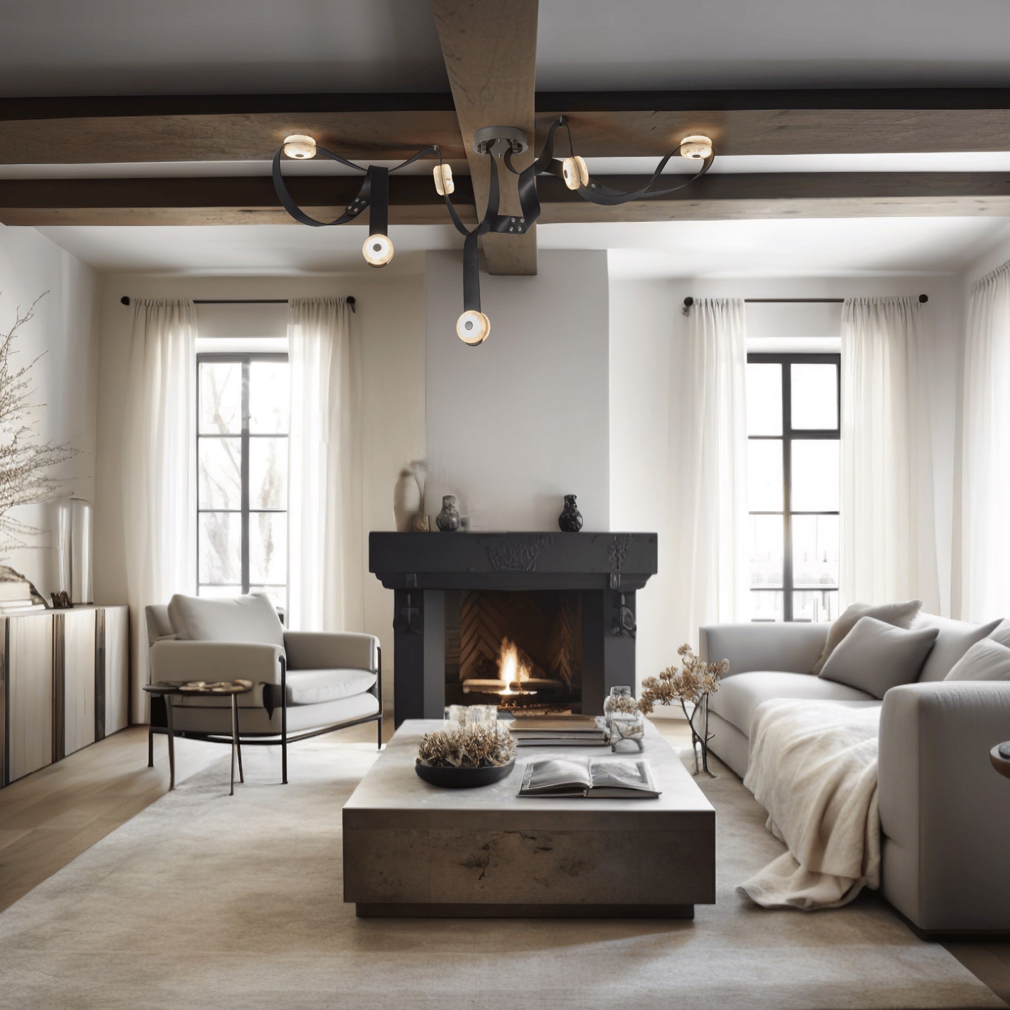 Elraearis Modern Minimalist LED Leather Alabaster Chandelier - Letslighting