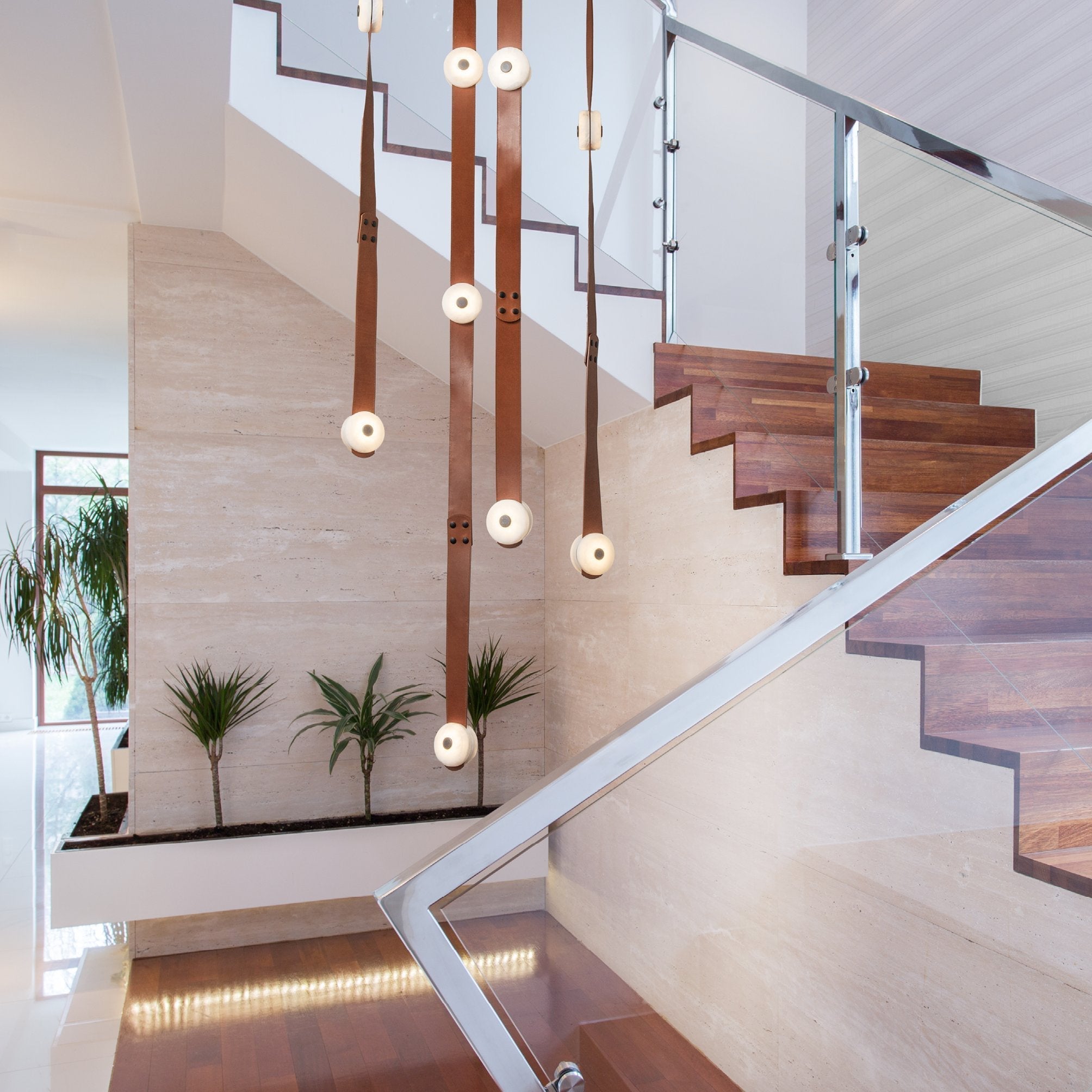 Elraearis Modern Minimalist LED Leather Alabaster Chandelier - Letslighting