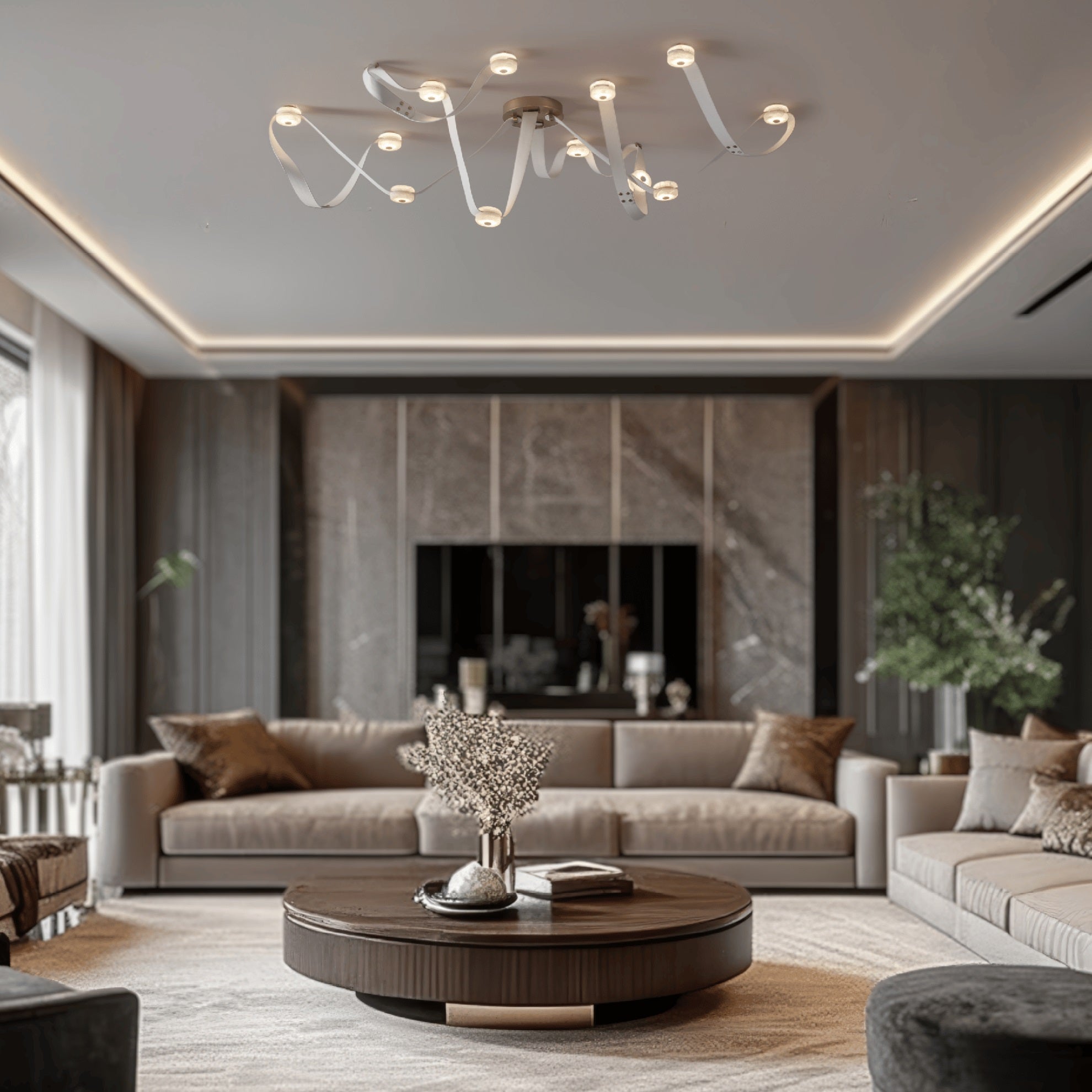 Elraearis Modern Minimalist LED Leather Alabaster Chandelier - Letslighting