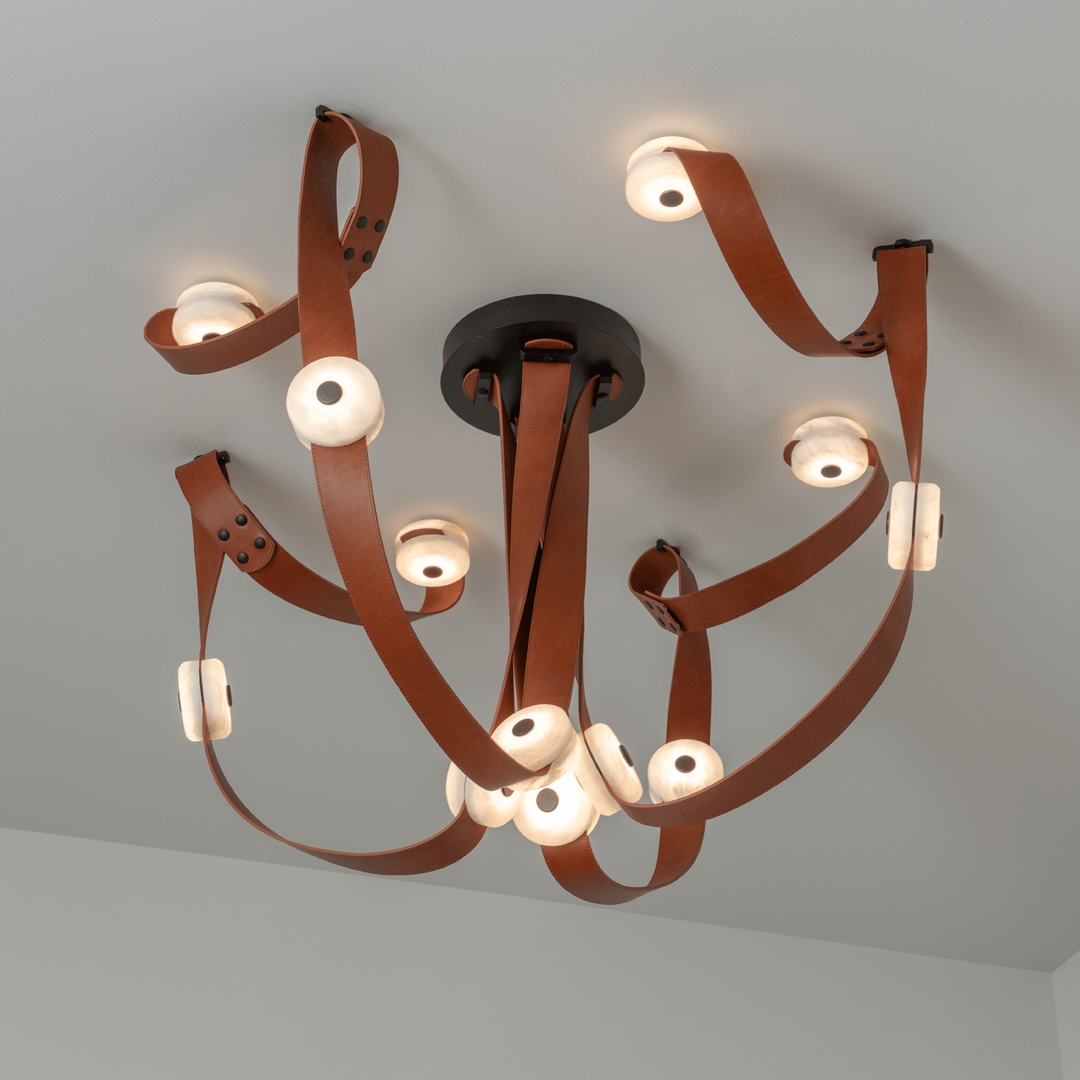 Elraearis Modern Minimalist LED Leather Alabaster Chandelier - Letslighting