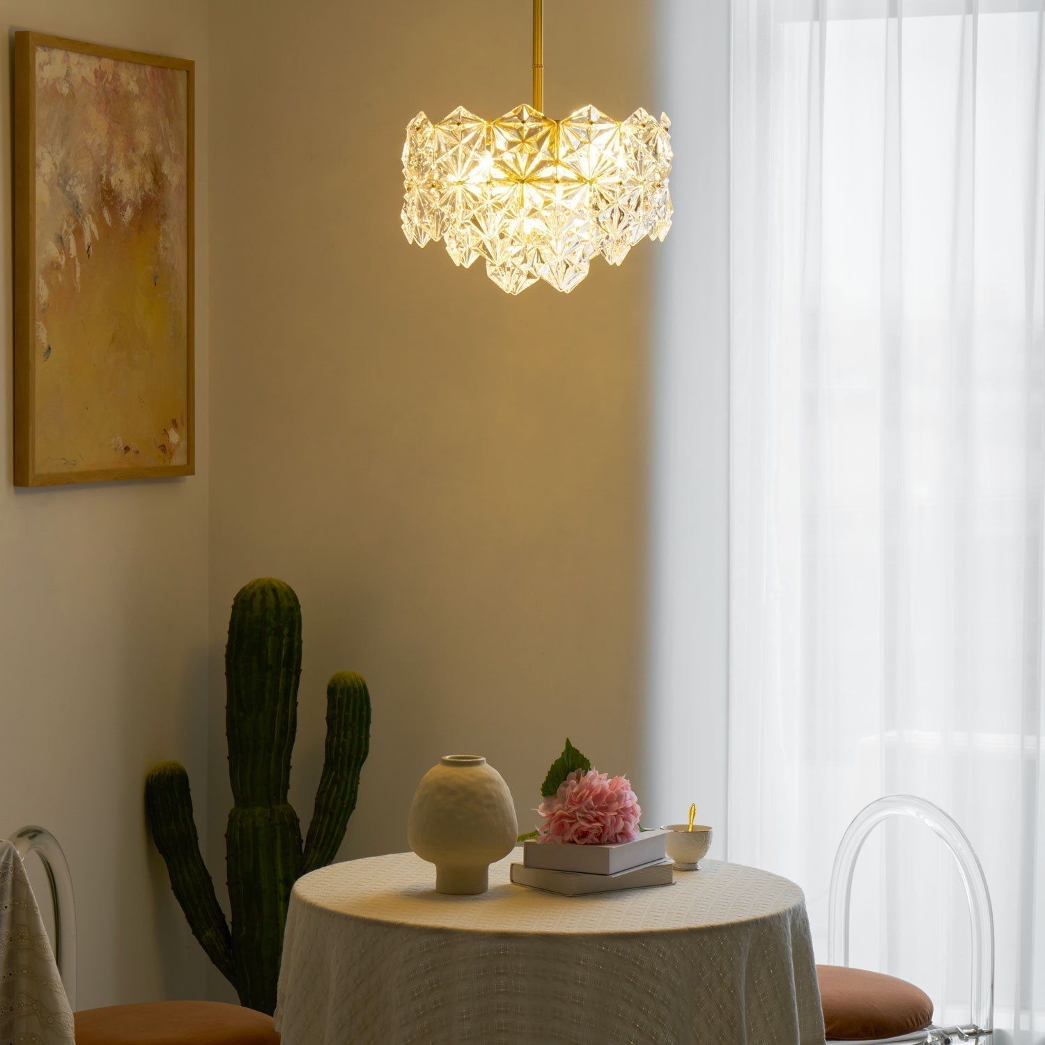 Lustra Kronleuchter Schneeflocke Glas Gold-Letslighting