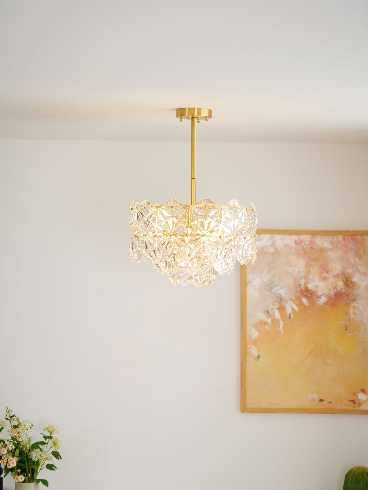 Lustra Kronleuchter Schneeflocke Glas Gold-Letslighting
