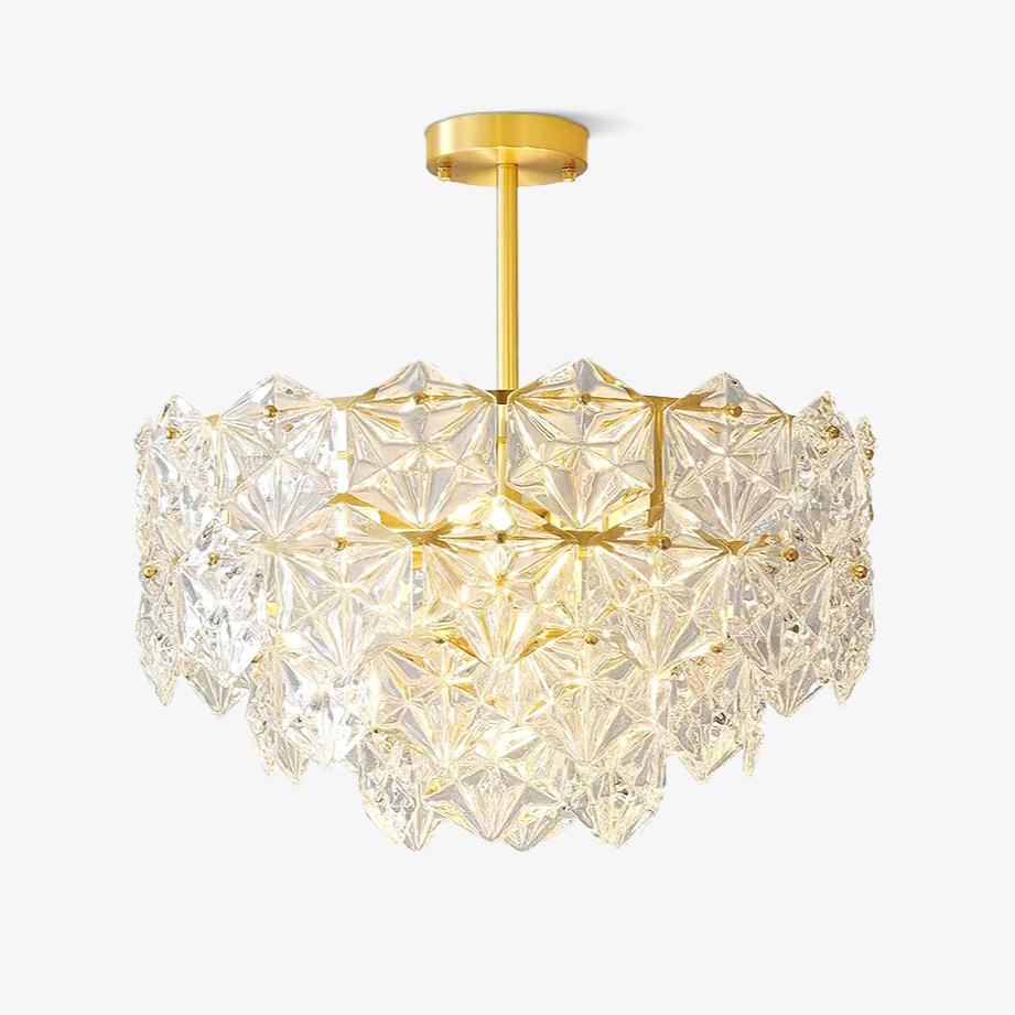Lustra Kronleuchter Schneeflocke Glas Gold-Letslighting