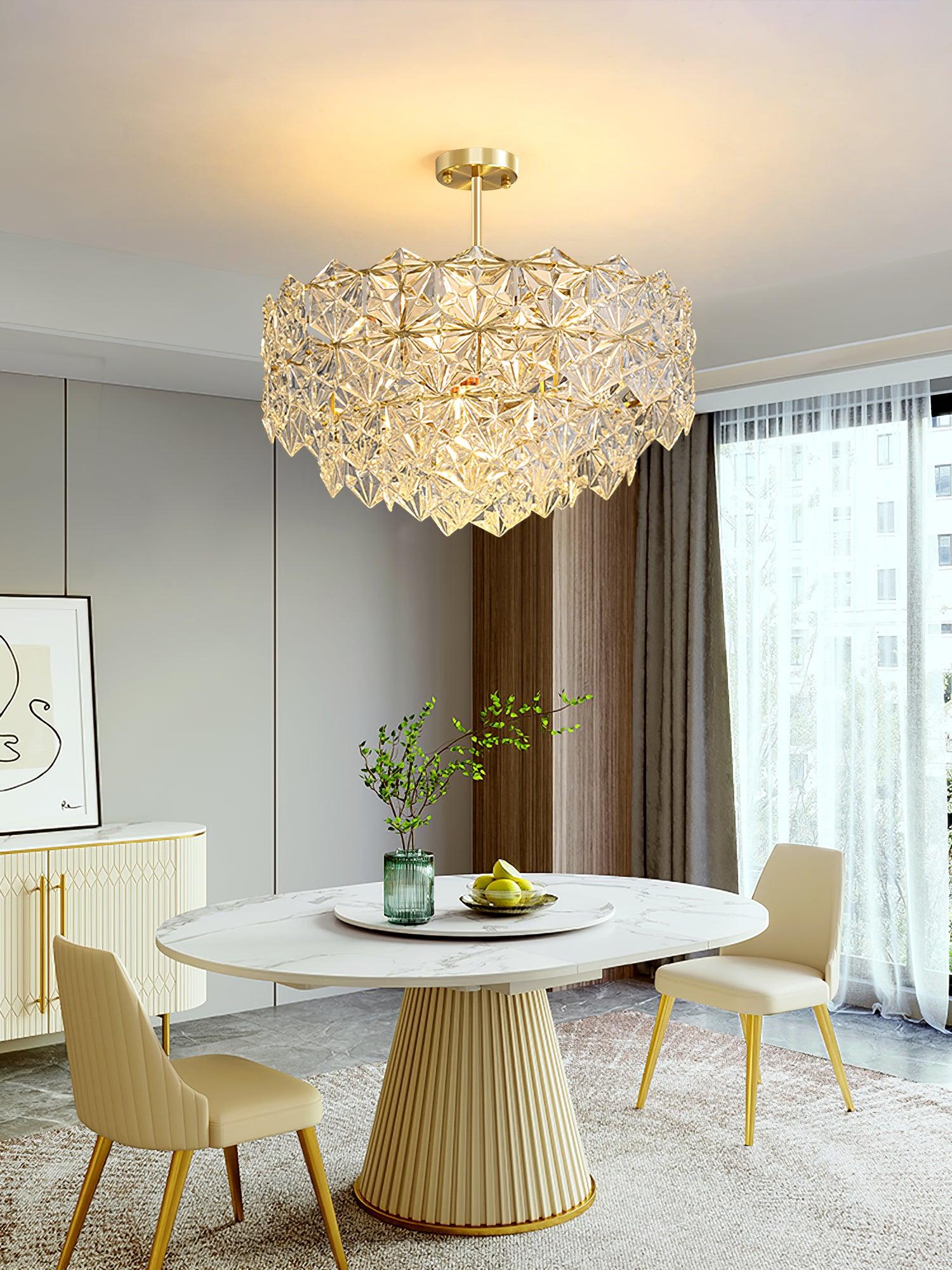 Lustra Kronleuchter Schneeflocke Glas Gold-Letslighting