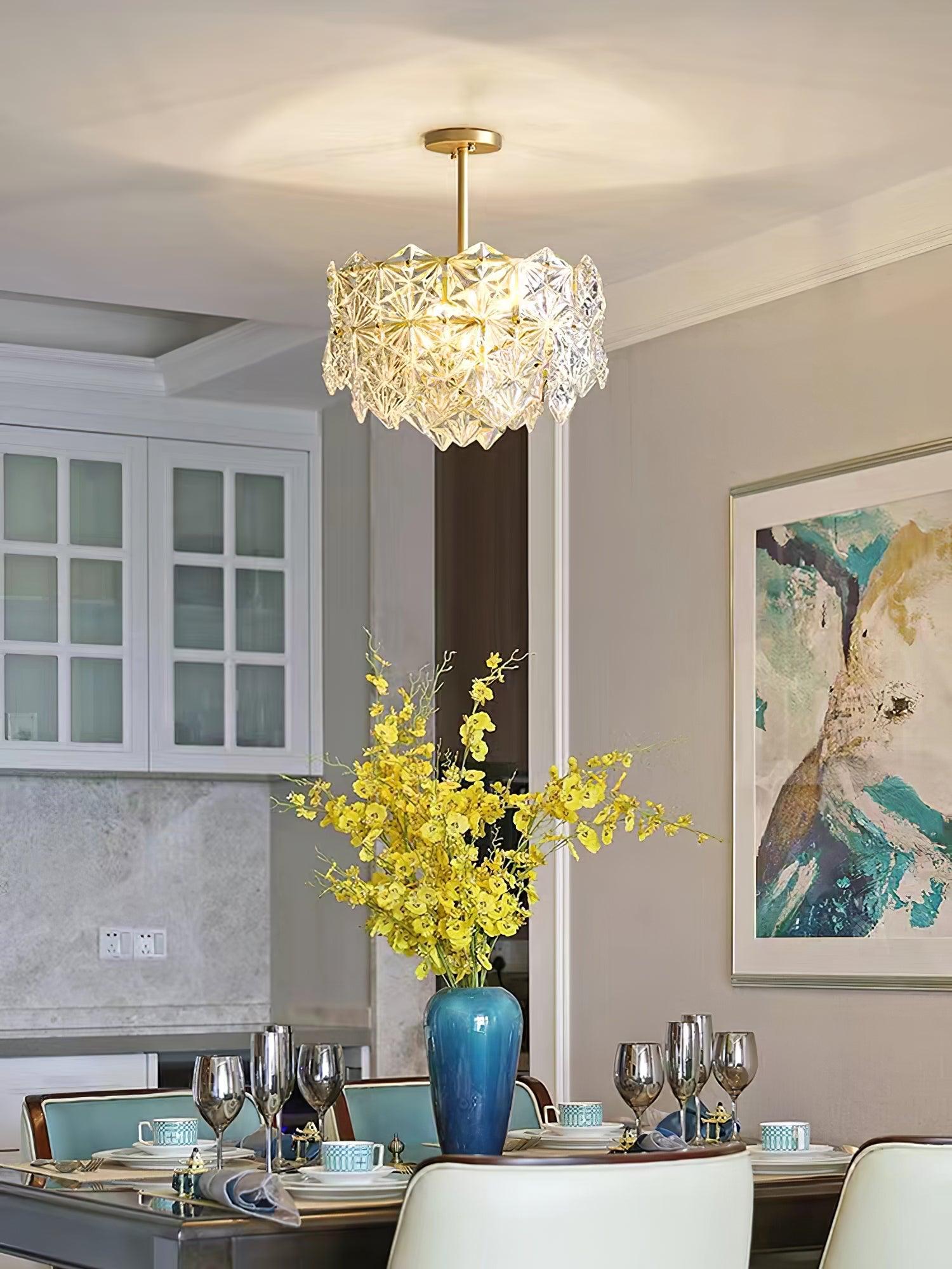 Lustra Kronleuchter Schneeflocke Glas Gold-Letslighting