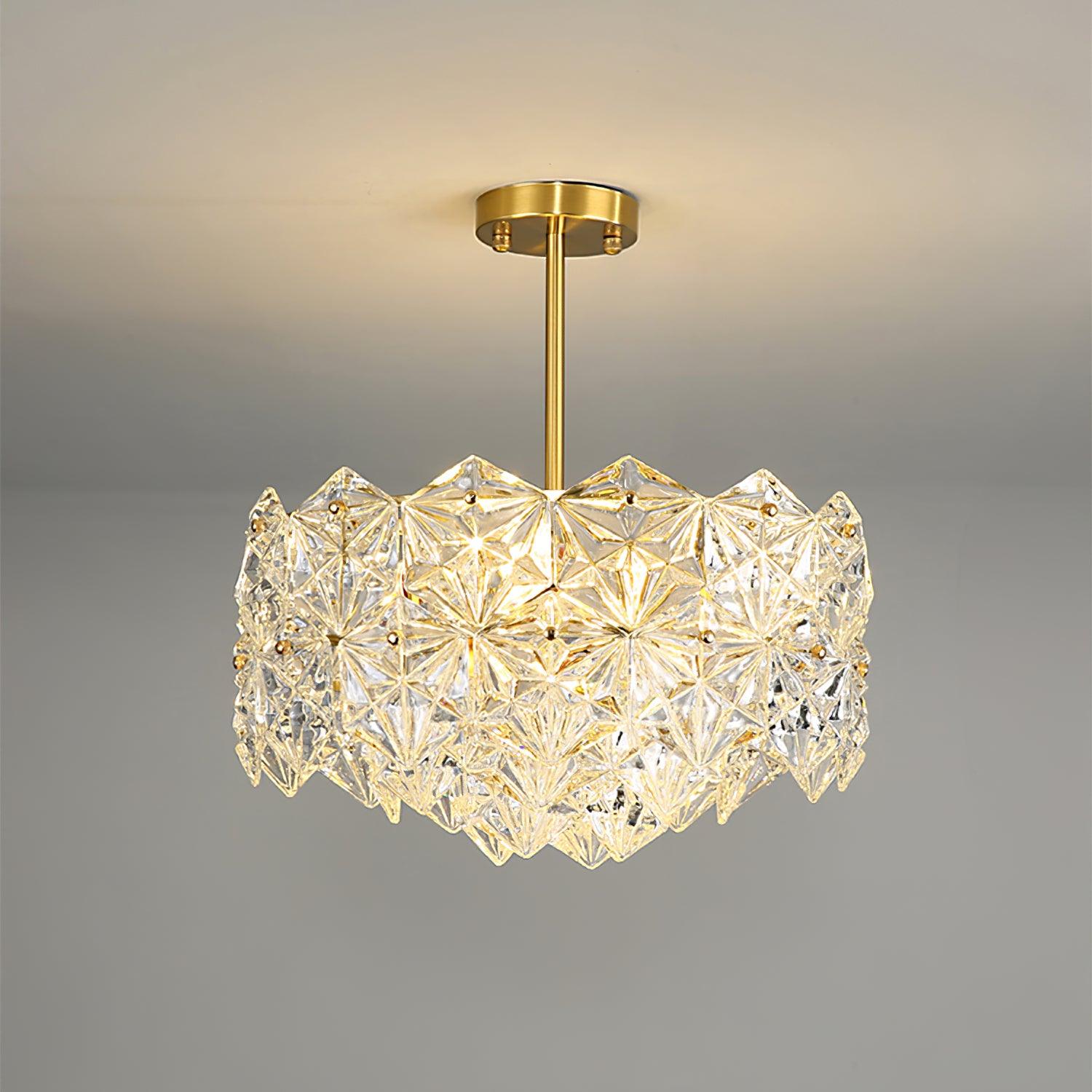Lustra Kronleuchter Schneeflocke Glas Gold-Letslighting