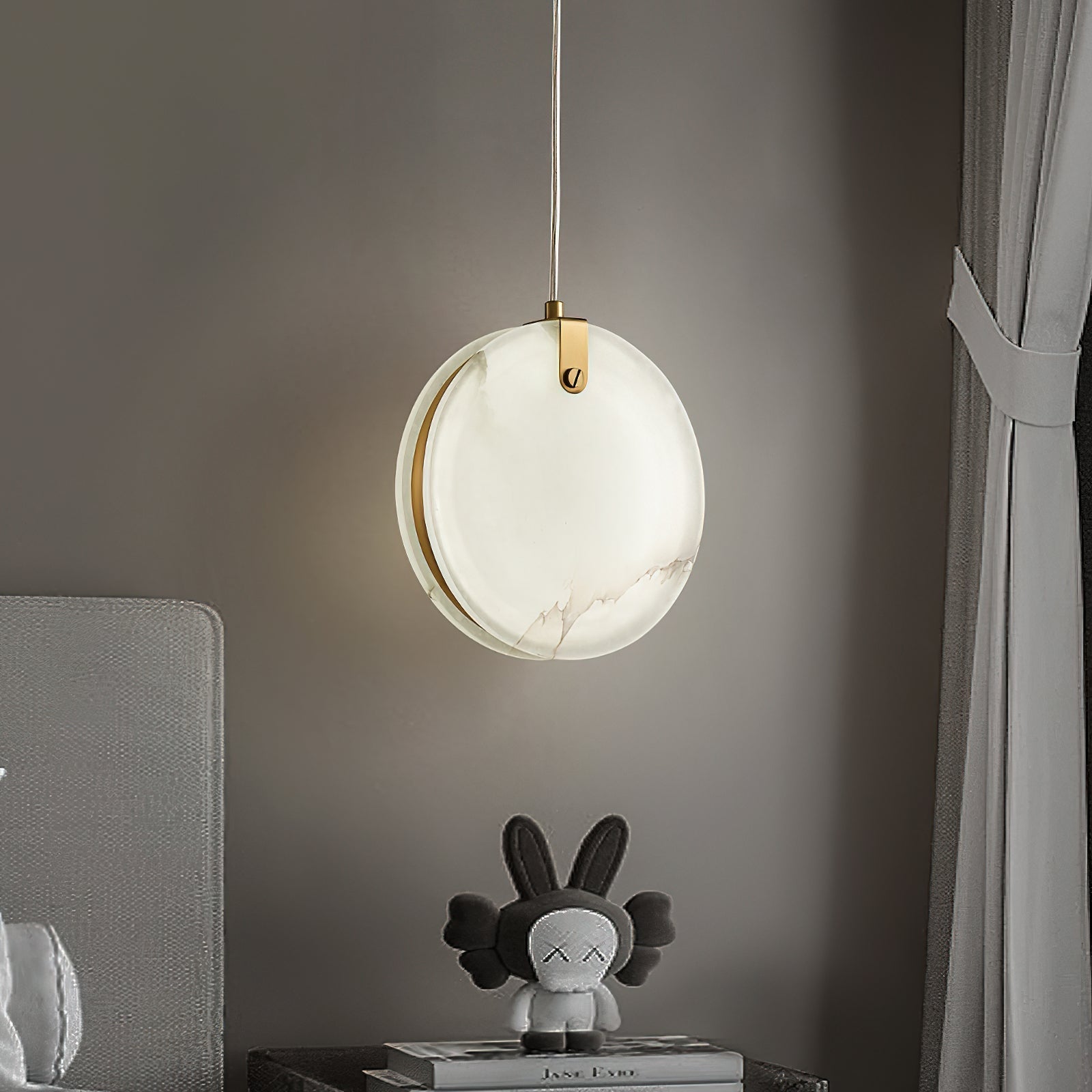 Utalionis Modern Minimalist Brass Alabaster Pendant Light - Letslighting