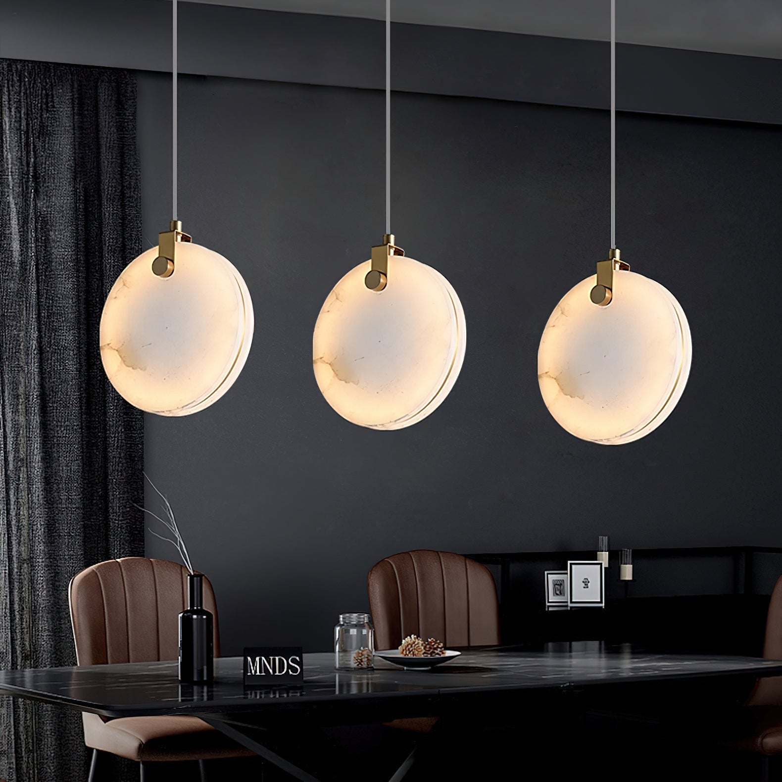 Utalionis Modern Minimalist Brass Alabaster Pendant Light - Letslighting