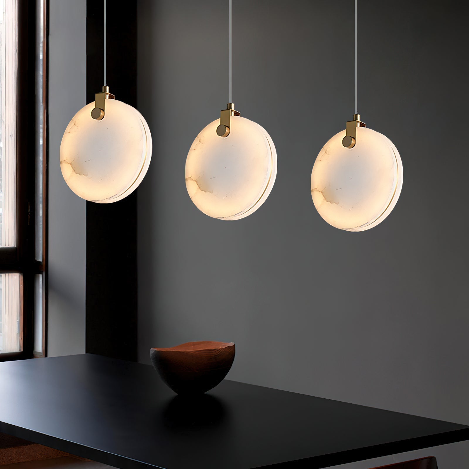 Utalionis Modern Minimalist Brass Alabaster Pendant Light - Letslighting