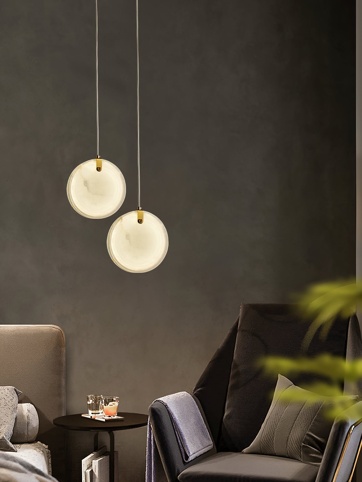 Utalionis Modern Minimalist Brass Alabaster Pendant Light - Letslighting