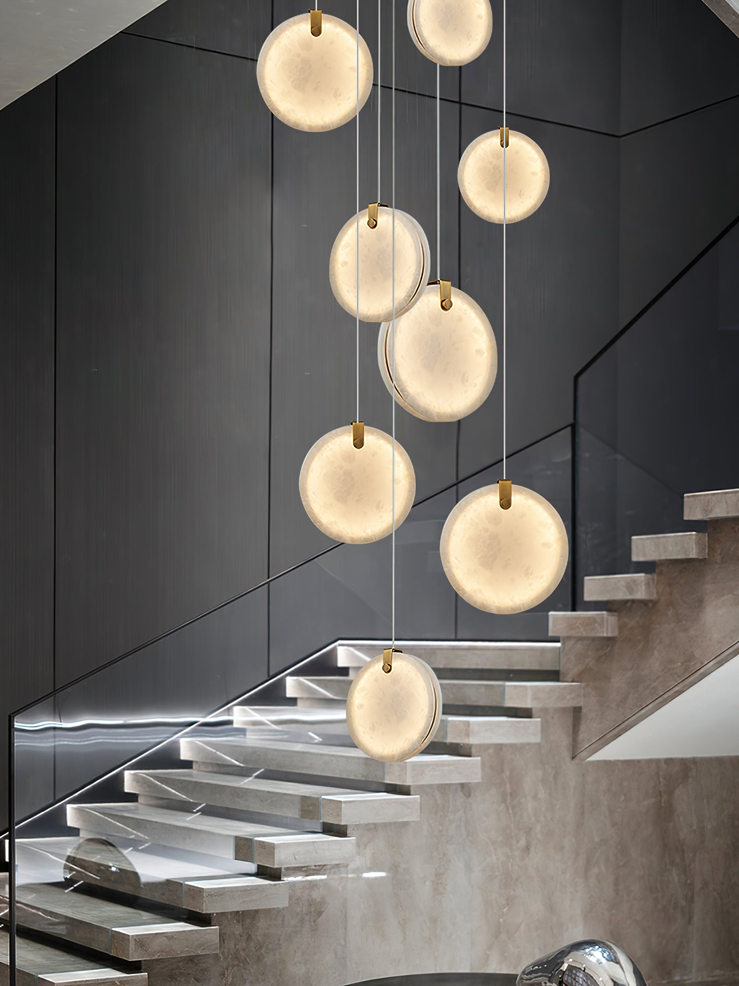 Utalionis Modern Minimalist Brass Alabaster Pendant Light - Letslighting