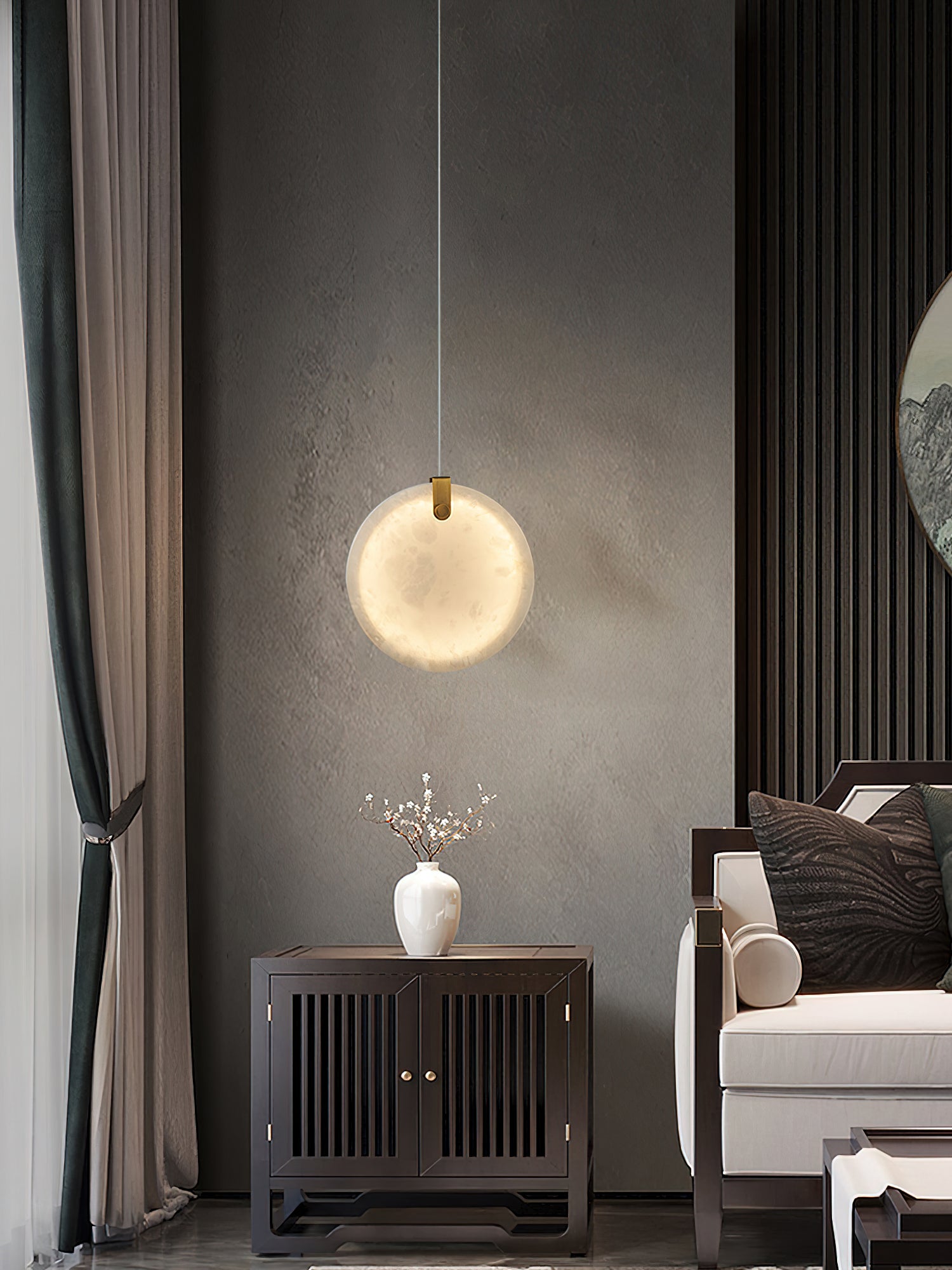 Utalionis Modern Minimalist Brass Alabaster Pendant Light - Letslighting
