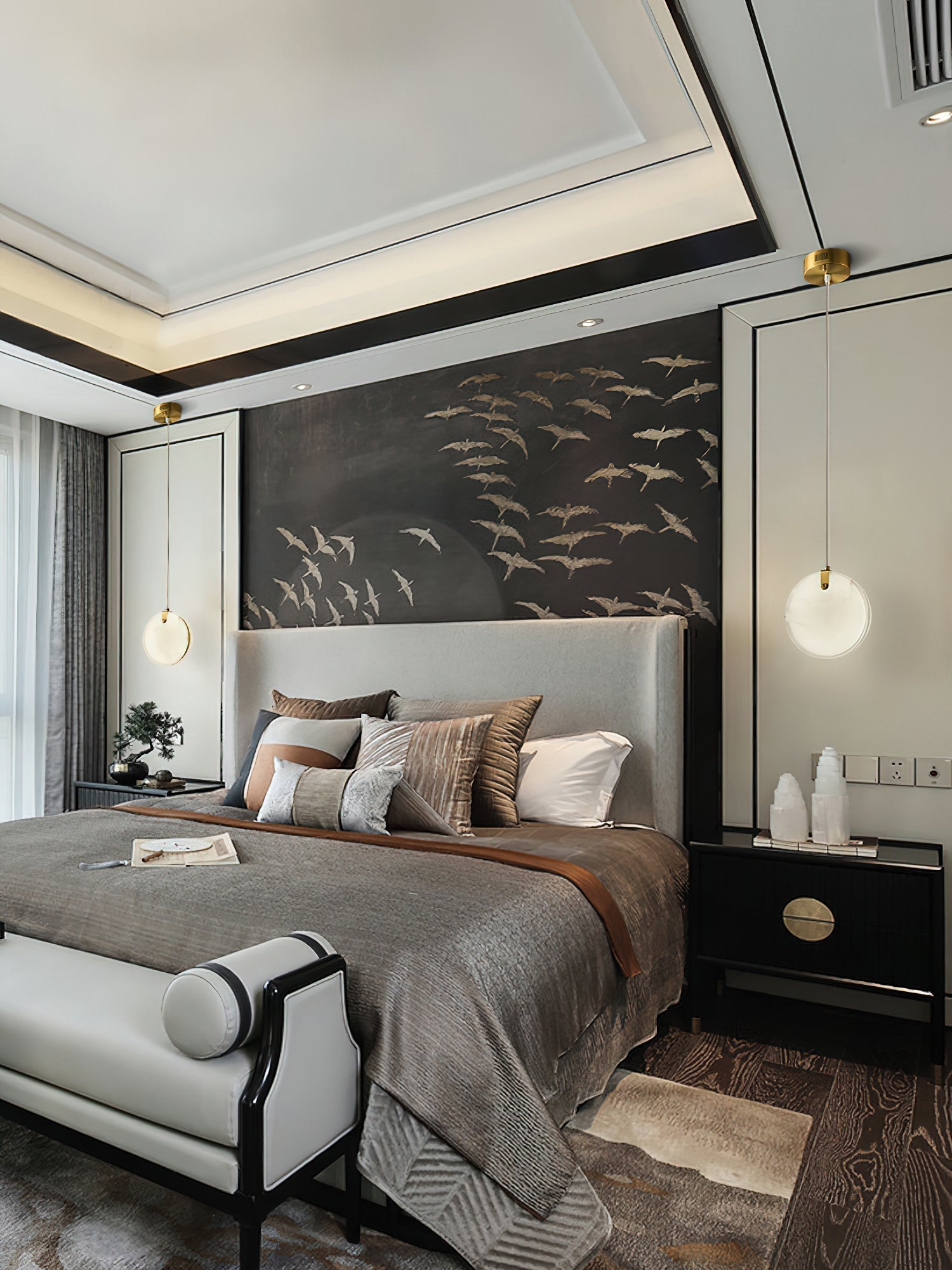 Utalionis Modern Minimalist Brass Alabaster Pendant Light - Letslighting