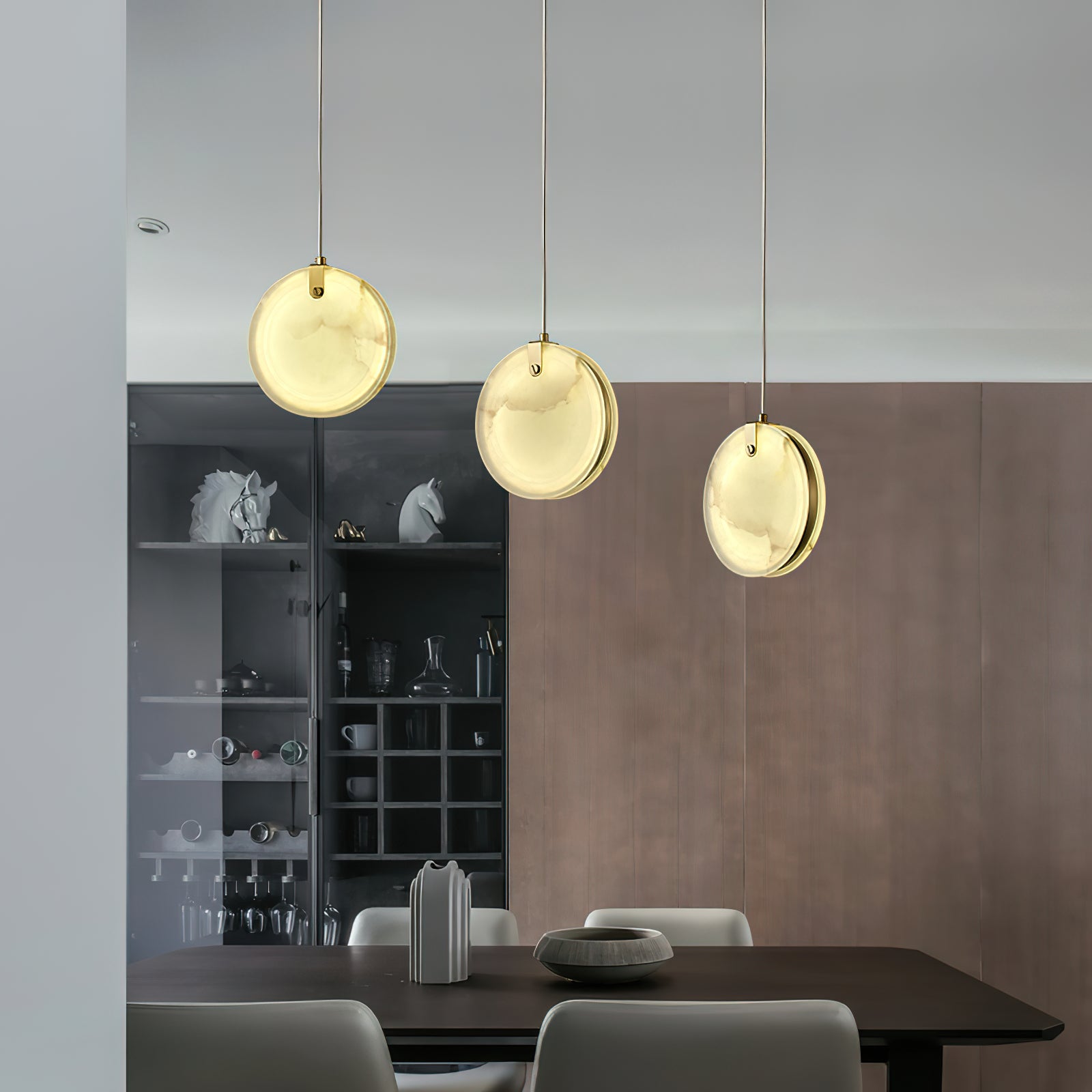 Utalionis Modern Minimalist Brass Alabaster Pendant Light - Letslighting