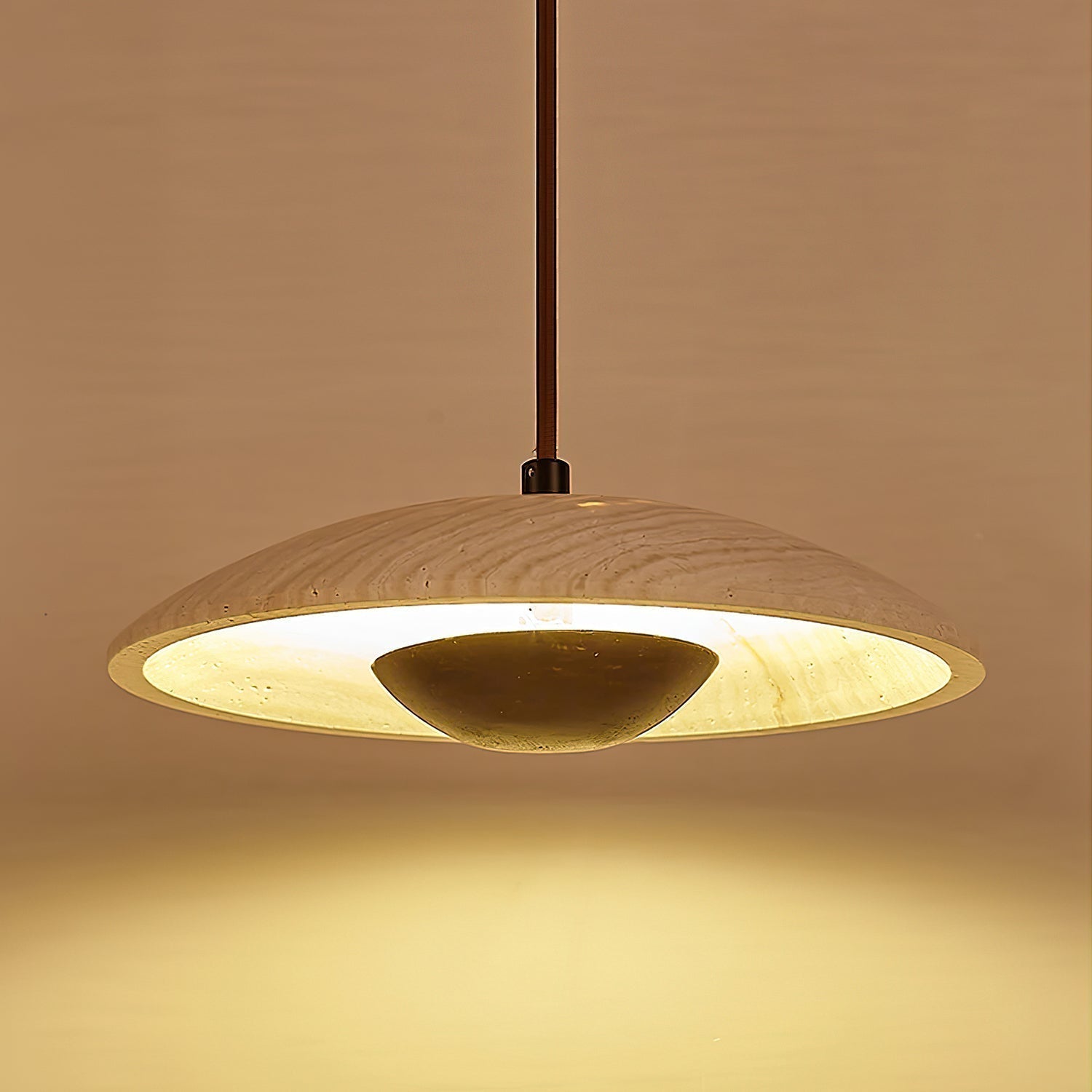 Zodore Wide-Brim Travertine Pendant Light - Neutralighting