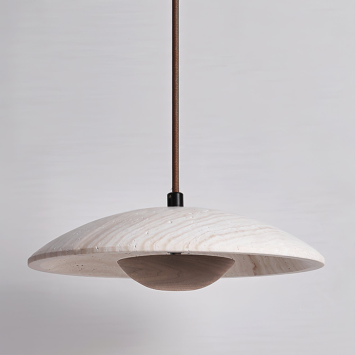 Zodore Wide-Brim Travertine Pendant Light - Neutralighting