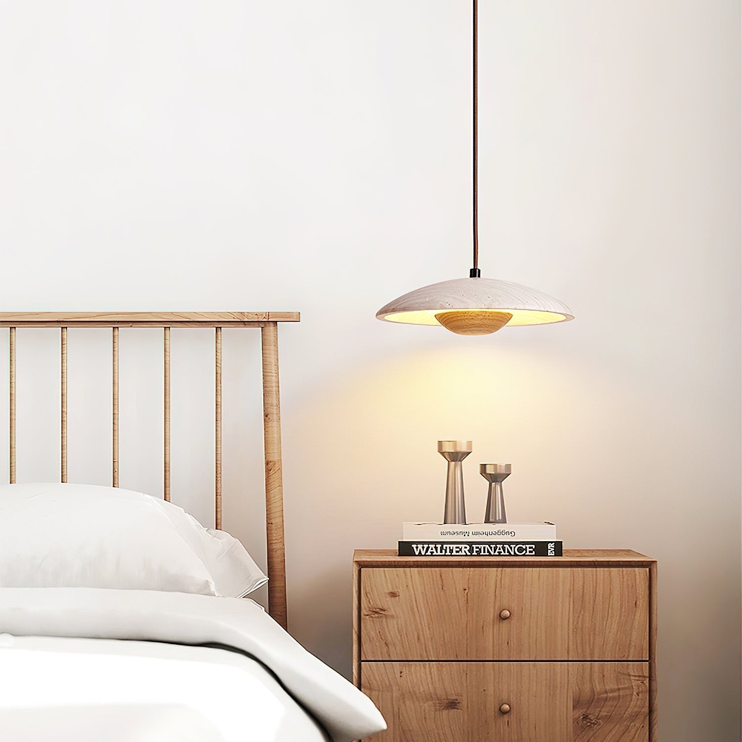 Zodore Wide-Brim Travertine Pendant Light - Neutralighting