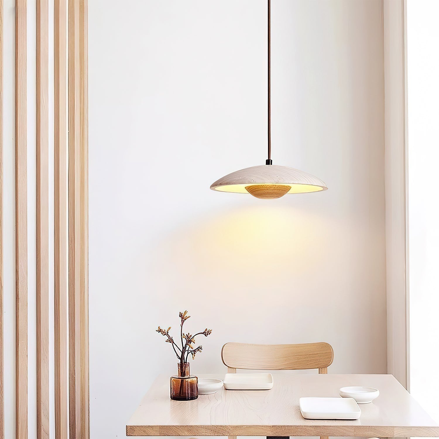 Zodore Wide-Brim Travertine Pendant Light - Neutralighting