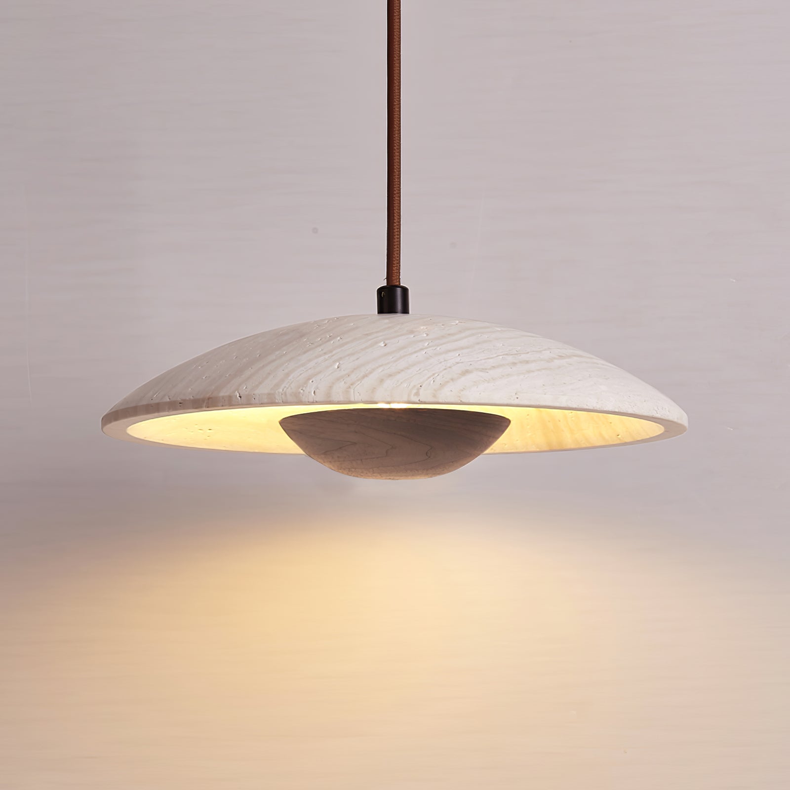 Zodore Wide-Brim Travertine Pendant Light - Neutralighting