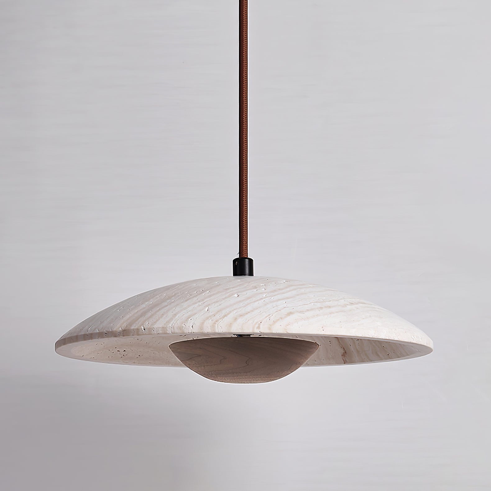 Zodore Wide-Brim Travertine Pendant Light - Neutralighting