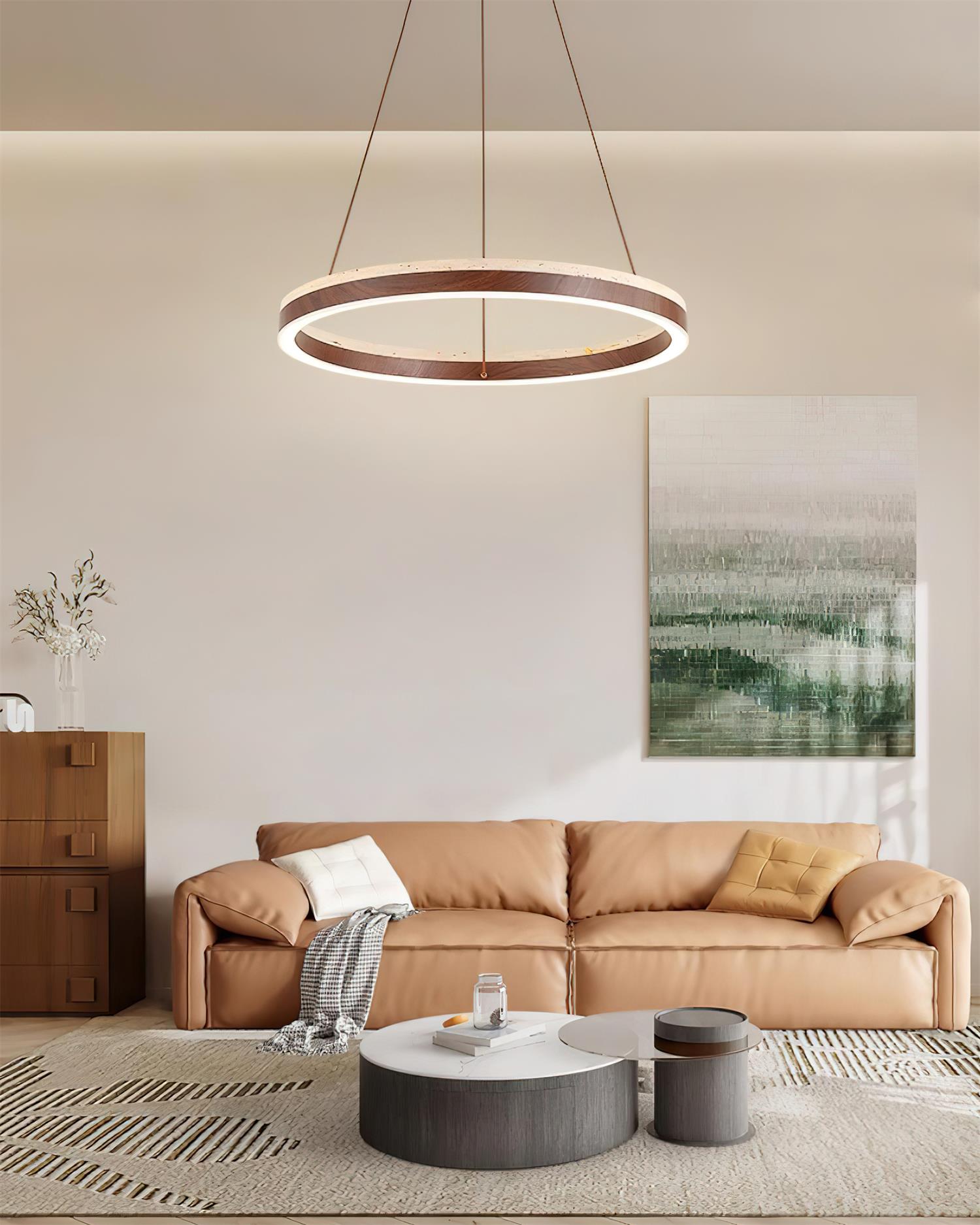 Ritta Chandelier Travertine Geometry Ring - Letslighting