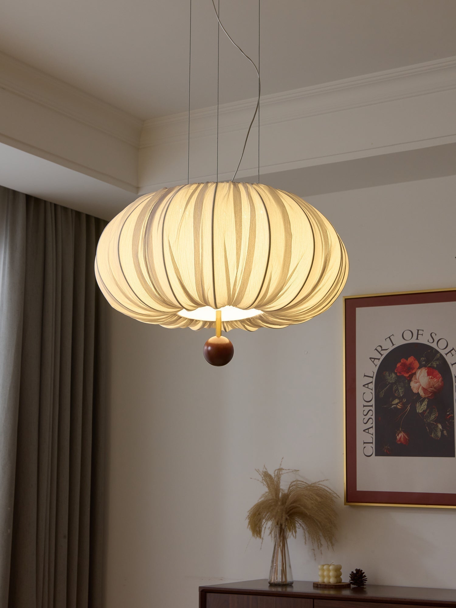 Vasilen Premium Nordische Kunst Ballon Holz Stoff Deckenleuchte-Letslighting