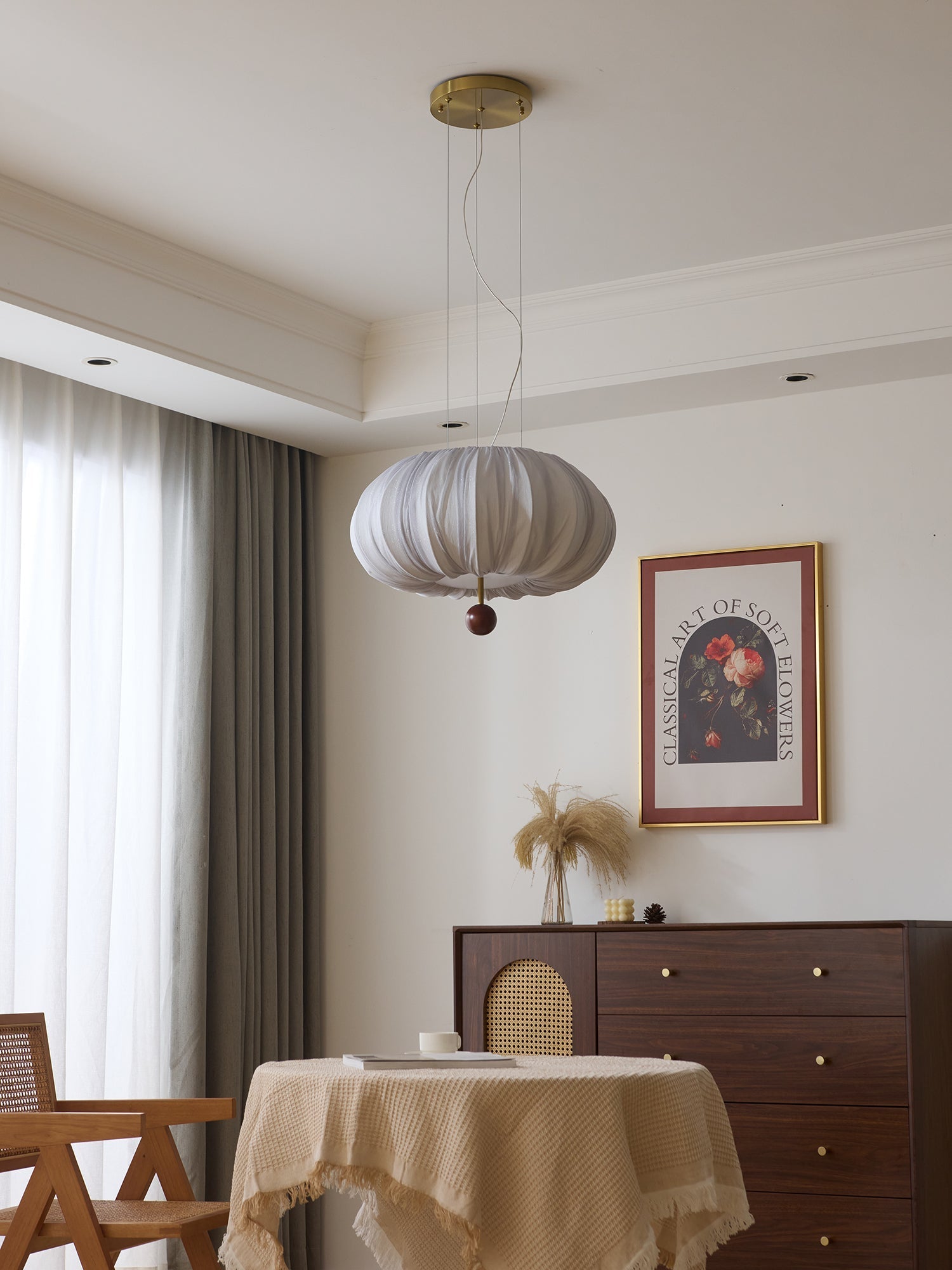 Vasilen Premium Nordische Kunst Ballon Holz Stoff Deckenleuchte-Letslighting