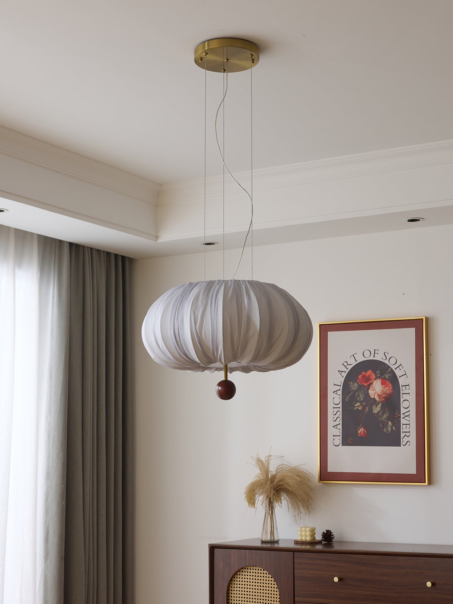 Vasilen Premium Nordische Kunst Ballon Holz Stoff Deckenleuchte-Letslighting
