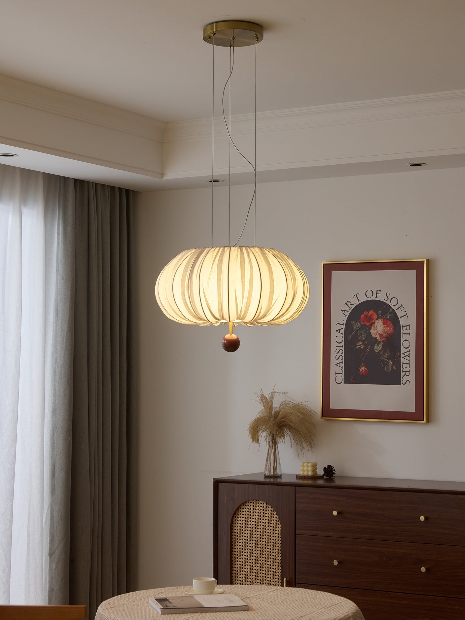 Vasilen Premium Nordische Kunst Ballon Holz Stoff Deckenleuchte-Letslighting