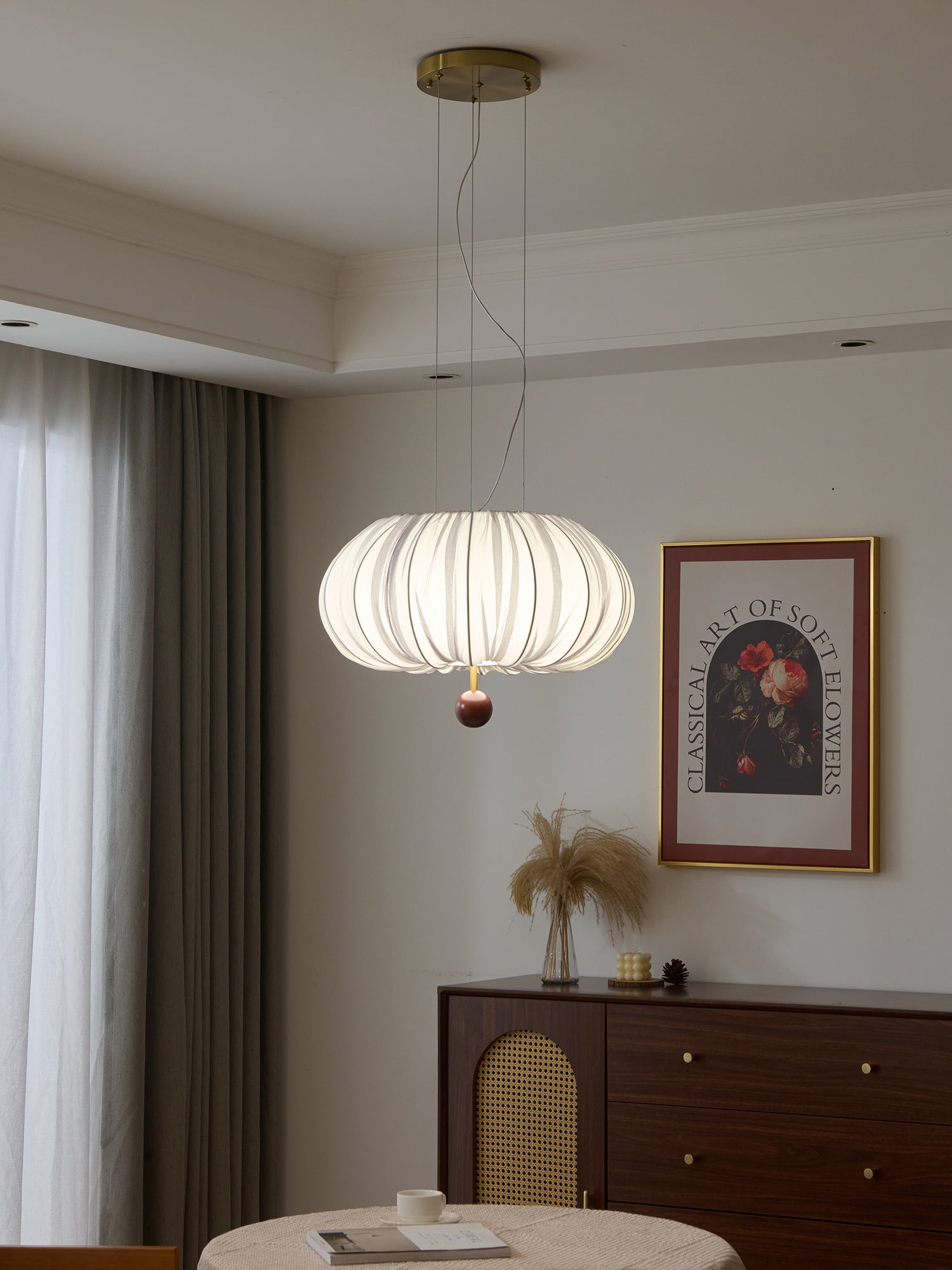 Vasilen Premium Nordische Kunst Ballon Holz Stoff Deckenleuchte-Letslighting