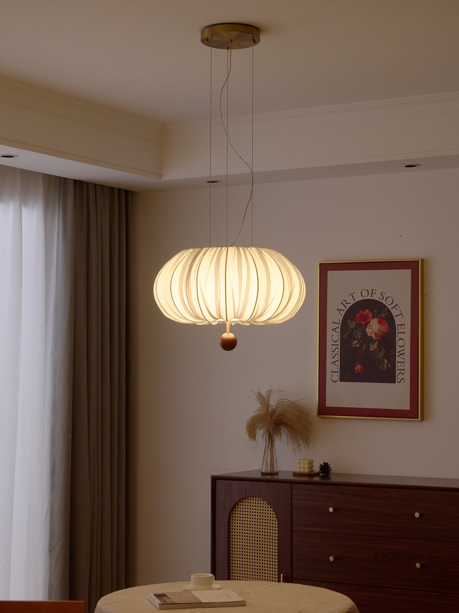 Vasilen Premium Nordische Kunst Ballon Holz Stoff Deckenleuchte-Letslighting