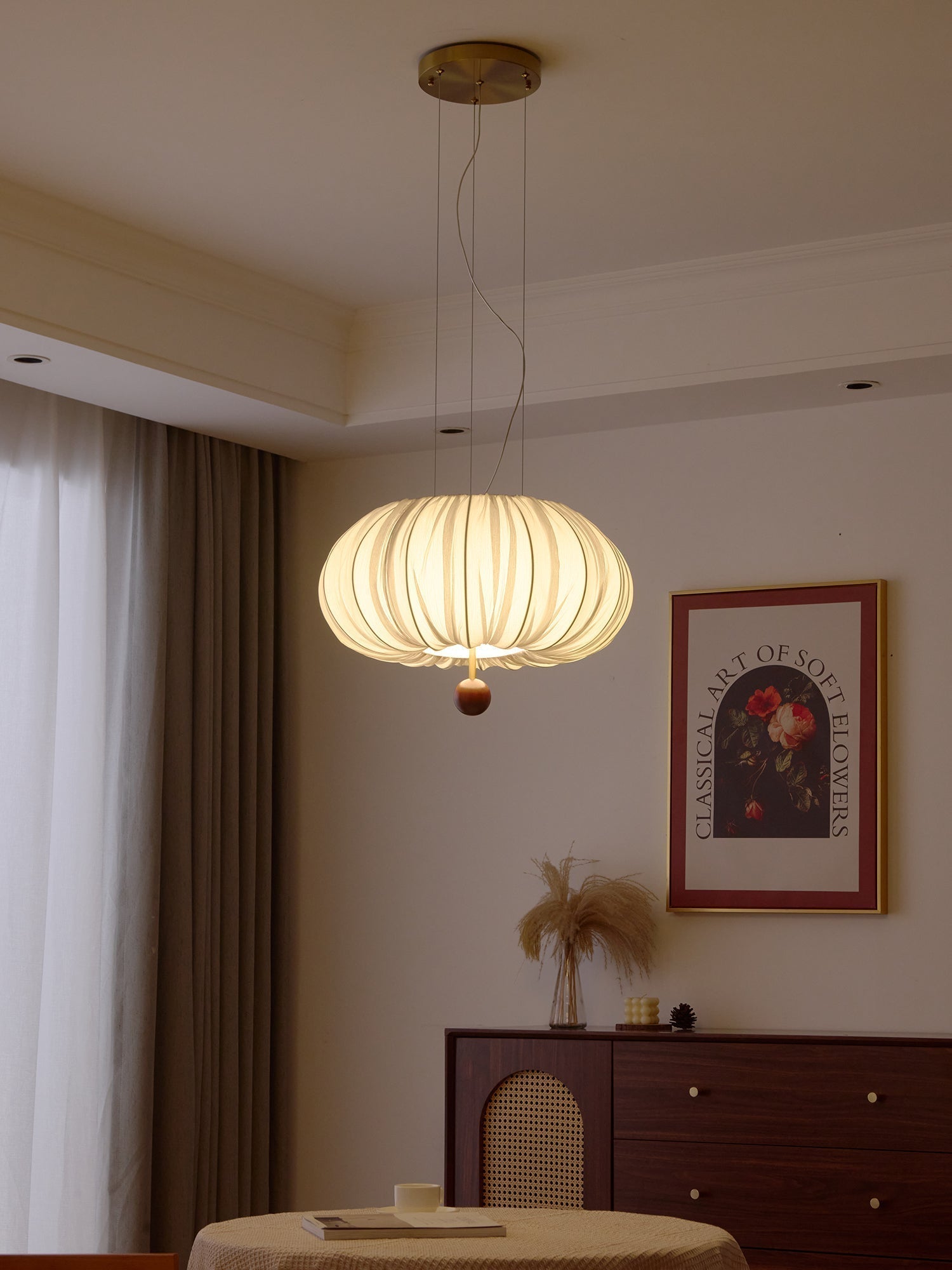 Vasilen Premium Nordische Kunst Ballon Holz Stoff Deckenleuchte-Letslighting